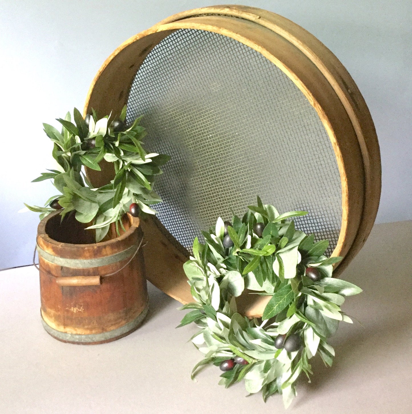 Olive Leaf Wreath, Olive Wedding Wreath, Farmhouse Olive Decor, Olive Candle Wreath, Olive Candle Ring, Olive Decor