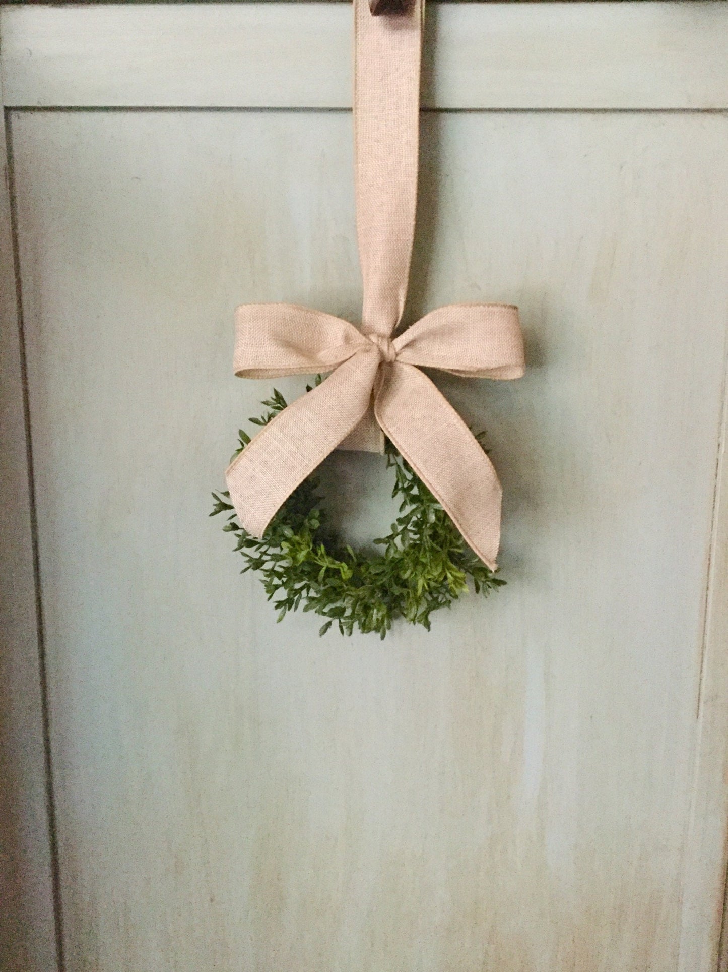 Boxwood Wreath with Bow, Farmhouse Boxwood Wreath, Artificial Boxwood Wreath, Boxwood Ring, Wreath Decor, Boxwood Decor