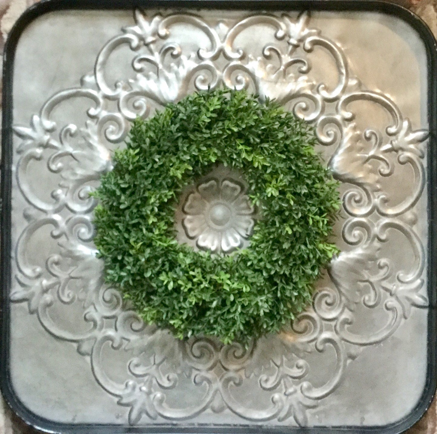 Boxwood Wreath, Boxwood Candle Wreath, Mini Wreath, Farmhouse Wreath, Window Wreath, kitchen Cabinet Decor