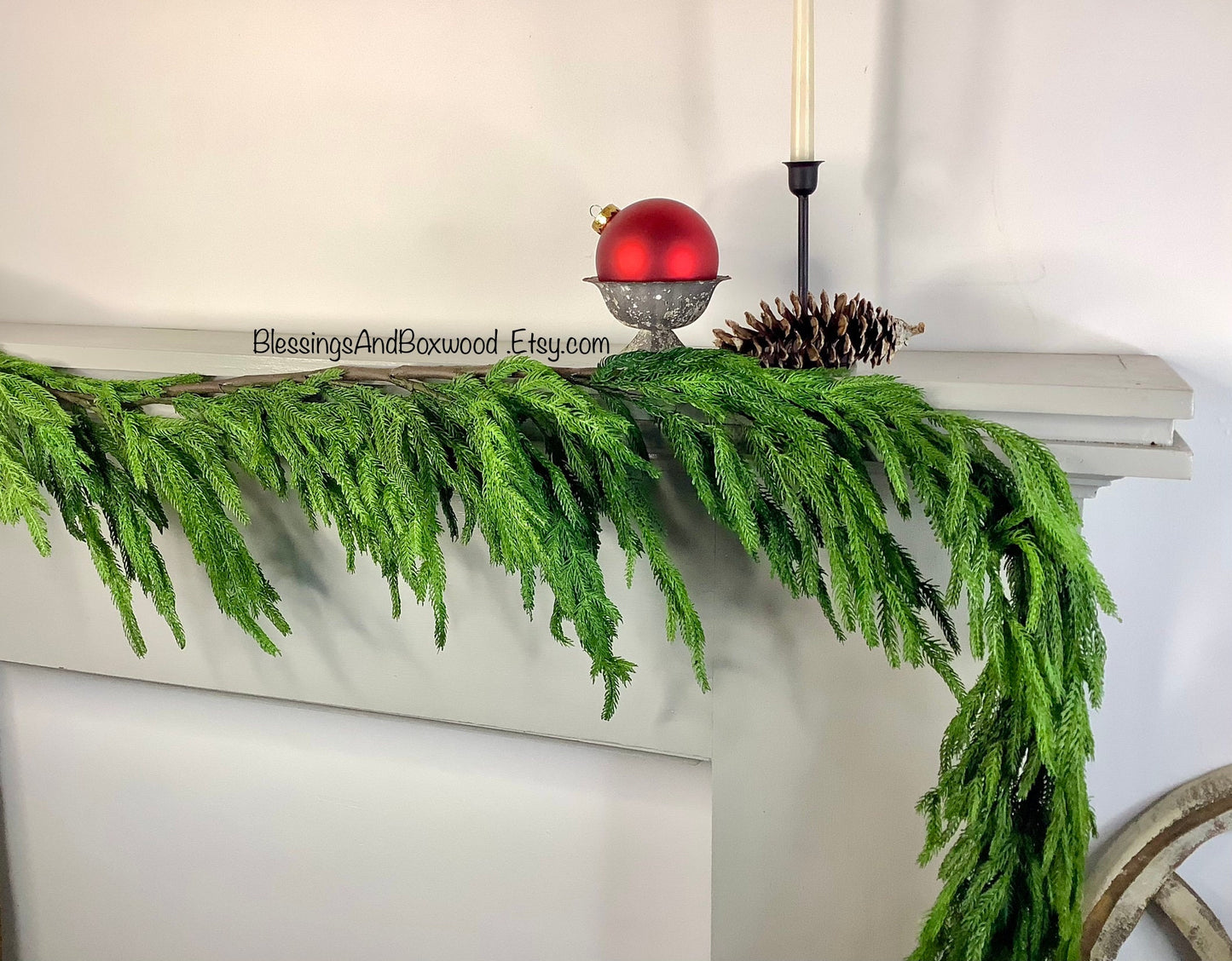 5’ Norfolk Pine Garland, Norfolk Garland, Real Touch Pine Garland, Pine Garland, Christmas Mantle Garland