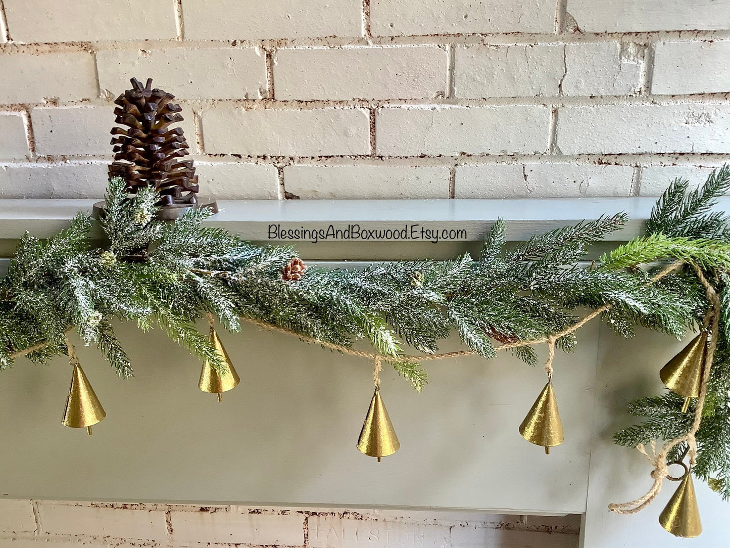 Jingle Bells Garland, Sleigh Bells Garland, Bells on a Rope, Gold Bells Garland for Mantle