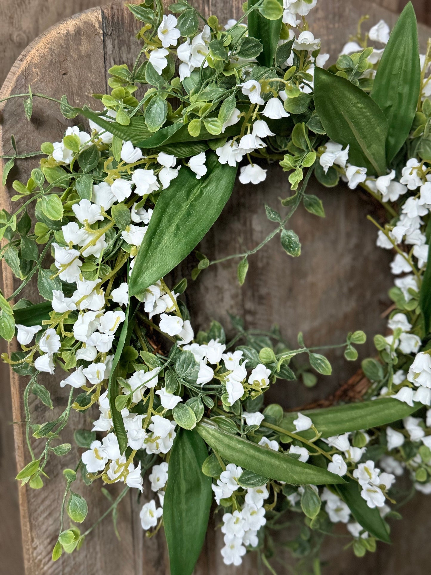 Lily of the Valley Flower Candle Wreath, Vintage Floral Farmhouse Candle Wreath, Kitchen Cabinets, Mothers Favorite Flower, White Wedding