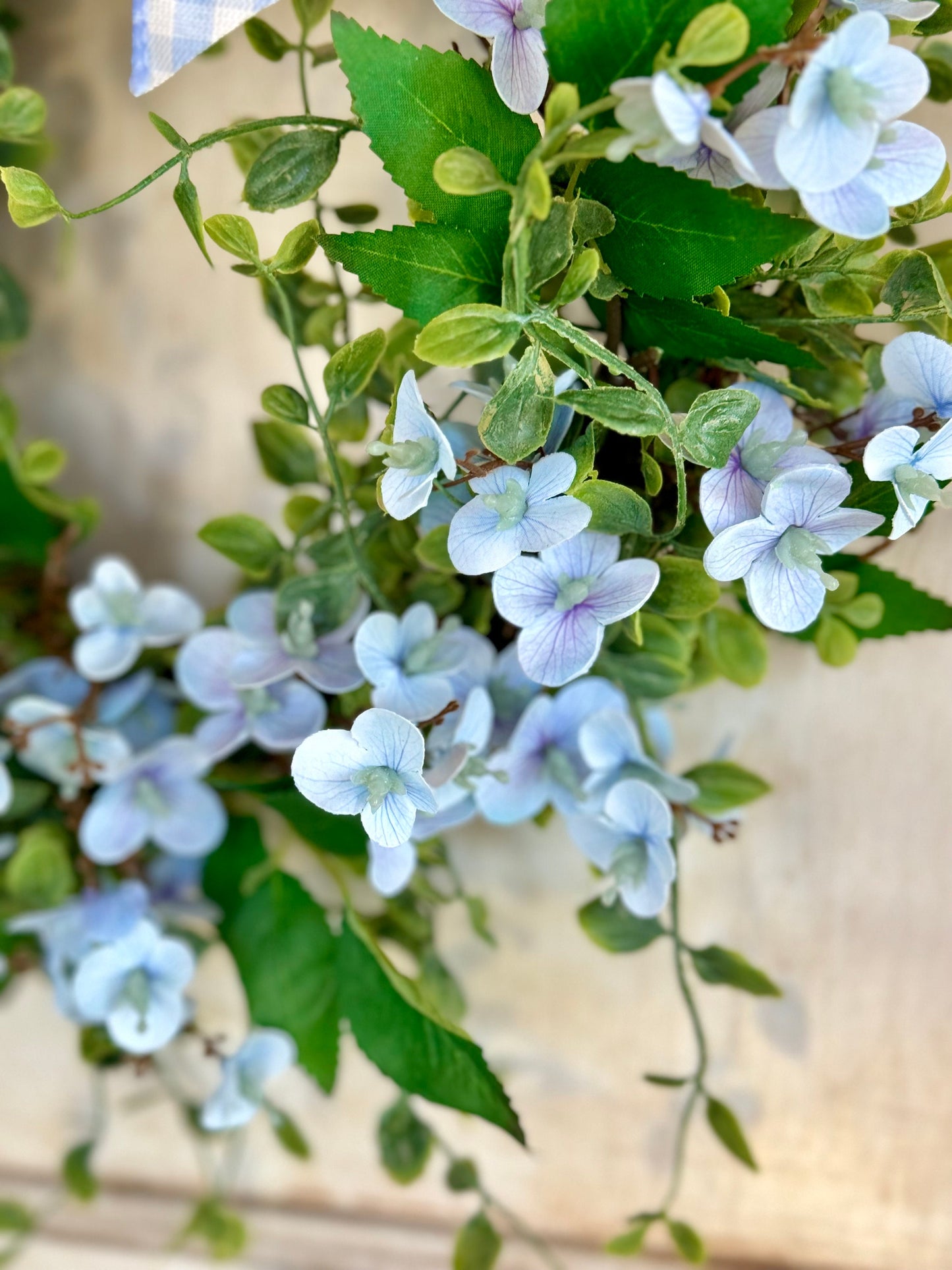 Blue Hydrangea Kitchen Wreath, Blue Farmhouse Candle Wreath, Window Wreath, Kitchen Cabinets