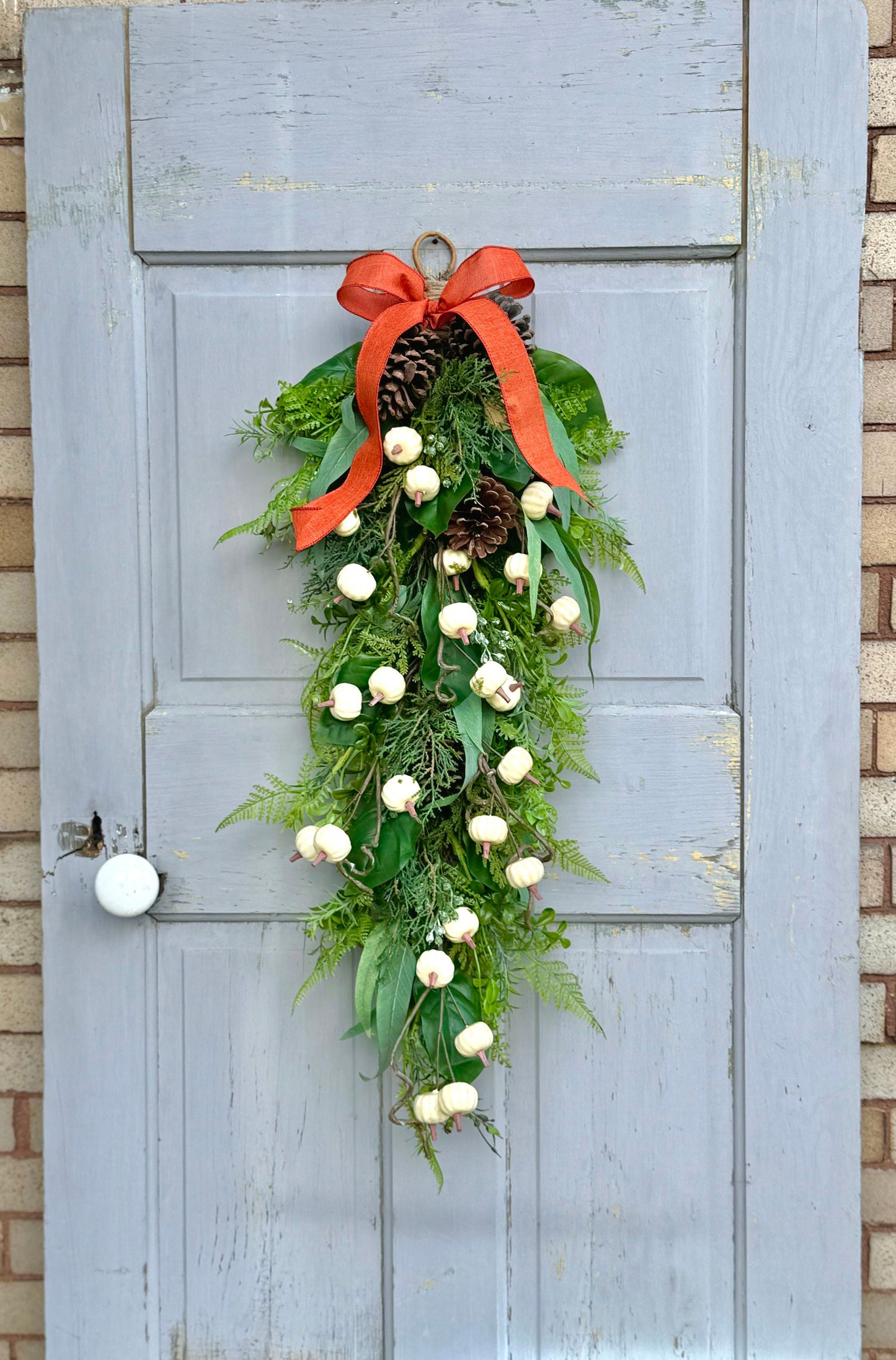 Fall Wreath Swag, Pumpkin Door Wreath, Fall Pumpkin Swag, Thanksgiving Harvest Decorations, Farmhouse Decor