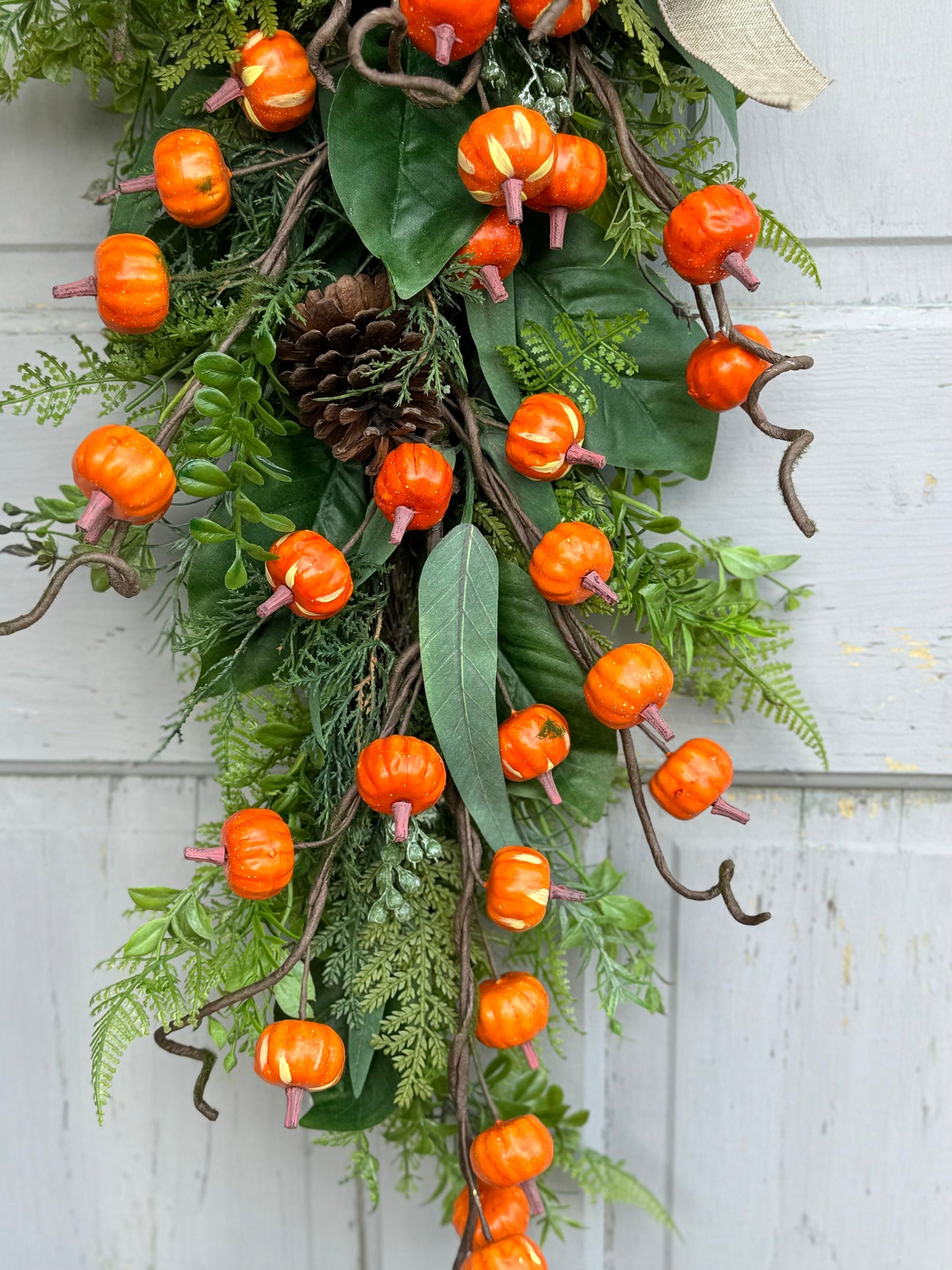 Fall Wreath Swag, Pumpkin Door Wreath, Fall Pumpkin Swag, Thanksgiving Harvest Decorations, Farmhouse Decor
