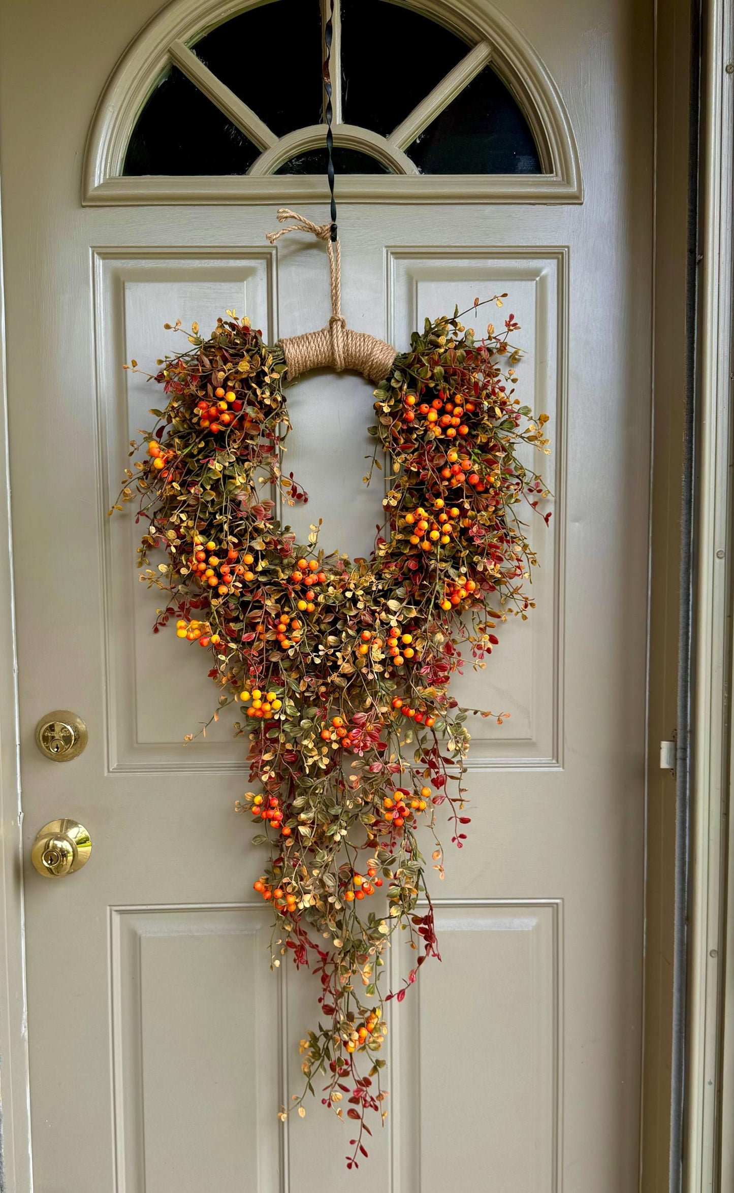 Hanging Fall Vine Wreath for Front Door, Bog Pimpernel Wreath, Autumn Wreath, Farmhouse Decor, Cascade Fall Wreath