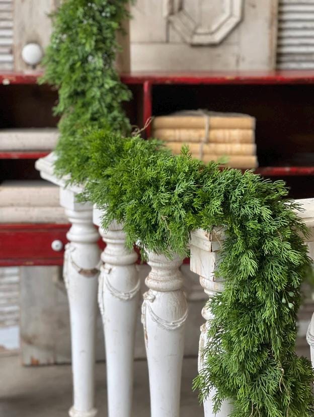 BEST SELLER! Real Touch Christmas Cedar Garland, Christmas Garland, Cedar Pine Garland, Christmas Mantle Garland, Year Round Garland