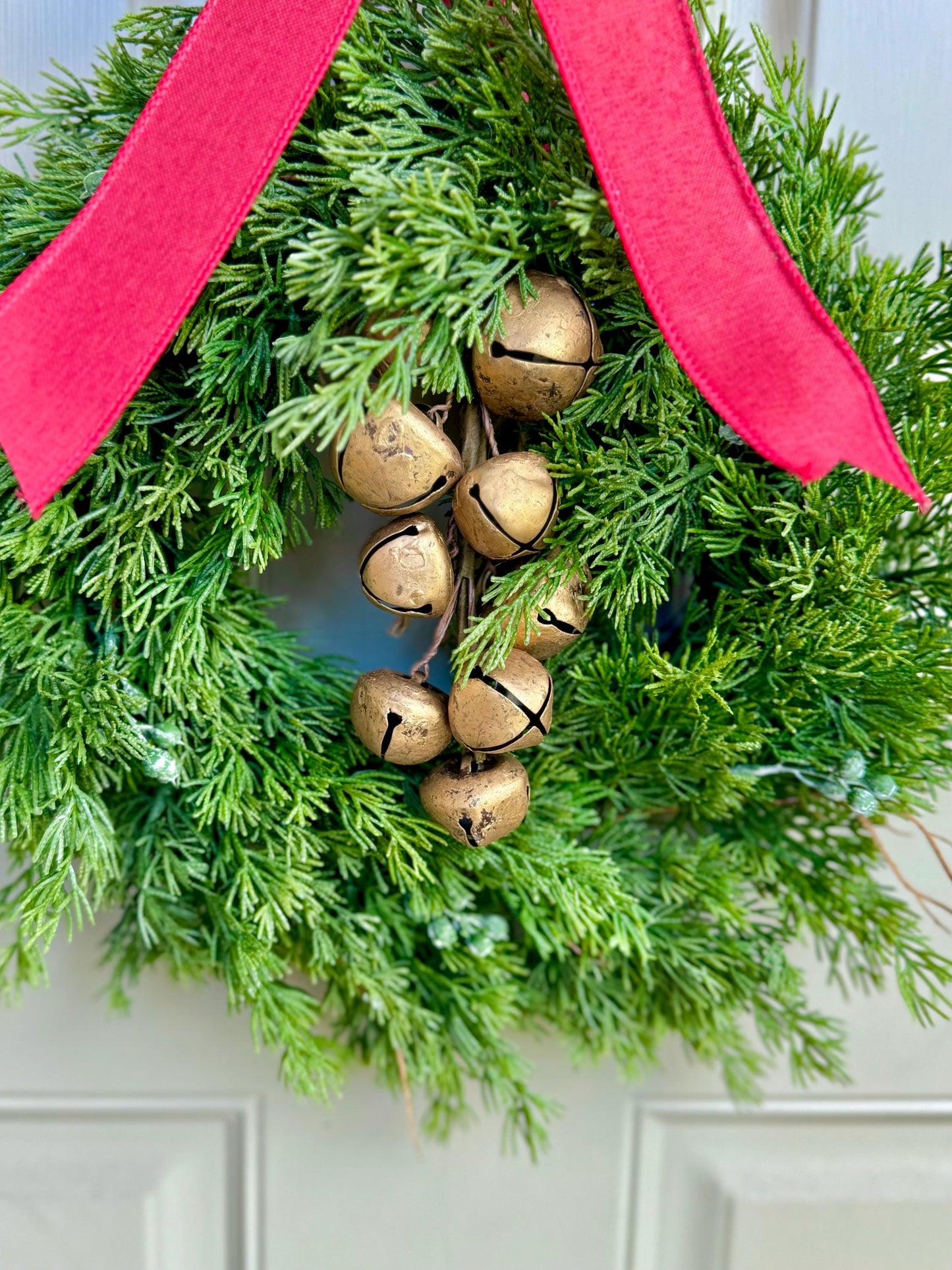 Cedar Christmas Wreath, Real Touch Pine Wreath, Apartment Wreath, Kitchen Cabinet Decor, Accent Wreath