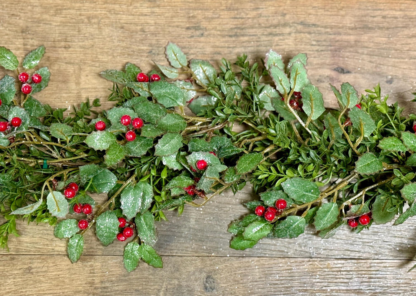 Christmas Holly Berry Garland | Christmas Boxwood Garland | Red and Green Garland | Christmas Mantle Garland