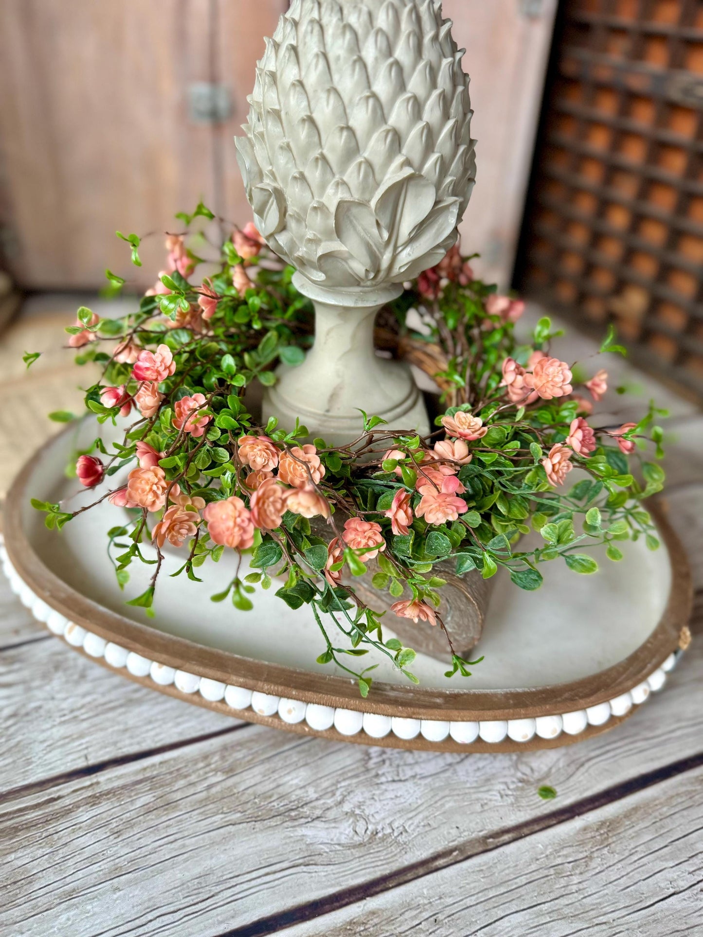 Spring Candle Wreath, Pink Vine Wreath, Summer Wreath, Pink Mini Wreath, Mothers Day Gift, Easter Decor