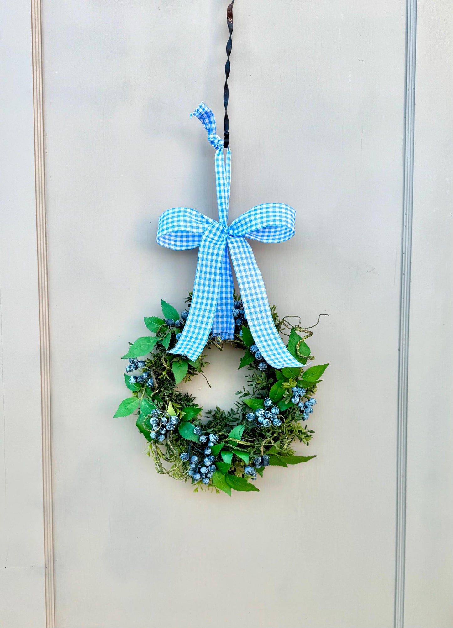Blueberry and Boxwood Wreath, Farmhouse Berry Boxwood Wreath, Spring Summer Decor, Kitchen Cabinets, Camper Decor, Blue Kitchen, Blue Wreath