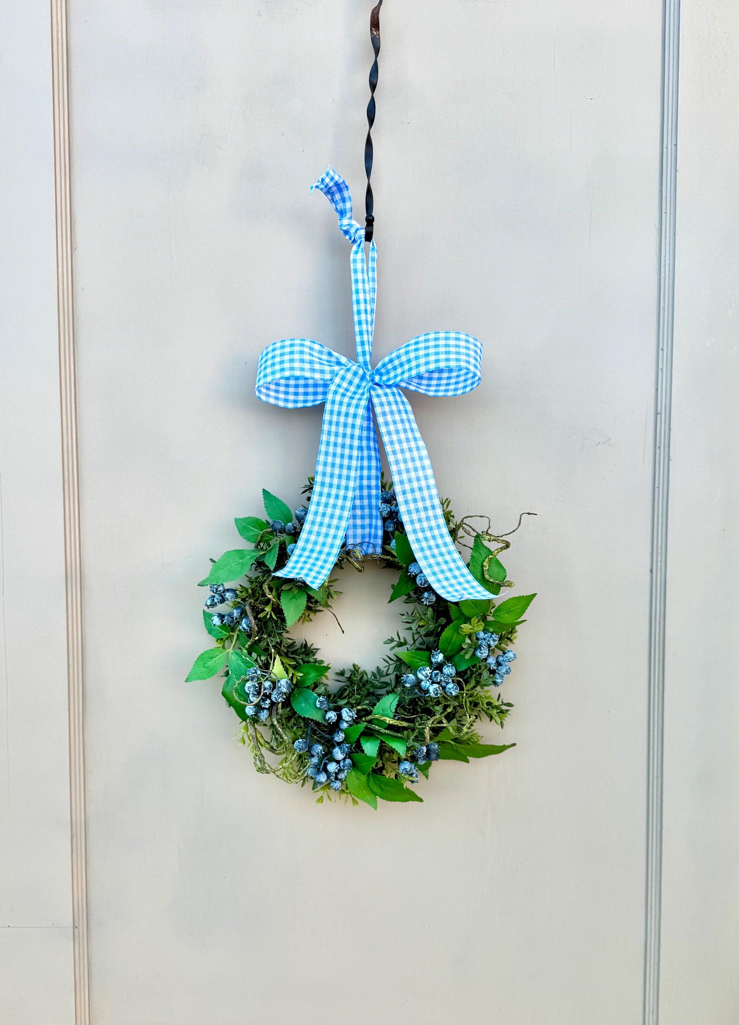 Blueberry and Boxwood Wreath, Farmhouse Berry Boxwood Wreath, Eucalyptus Candle Ring, Kitchen Cabinets, Camper Decor