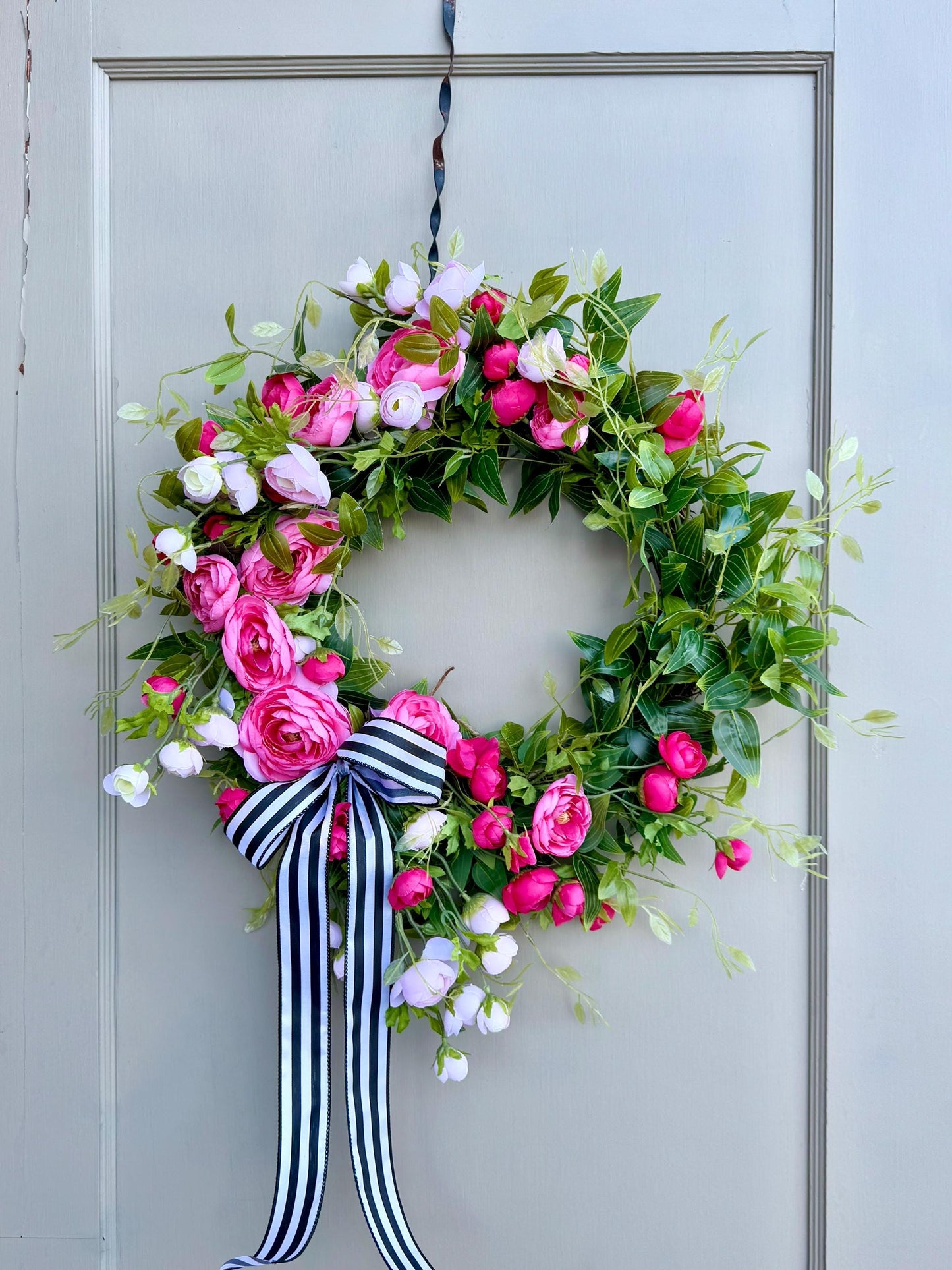 Mothers Day Wreath, Pink Rose Wreath, Pink Easter Wreath, Cabbage Rose Flowers, Easter Decor, Pink Summer Wreath, Pink Spring Door Wreath