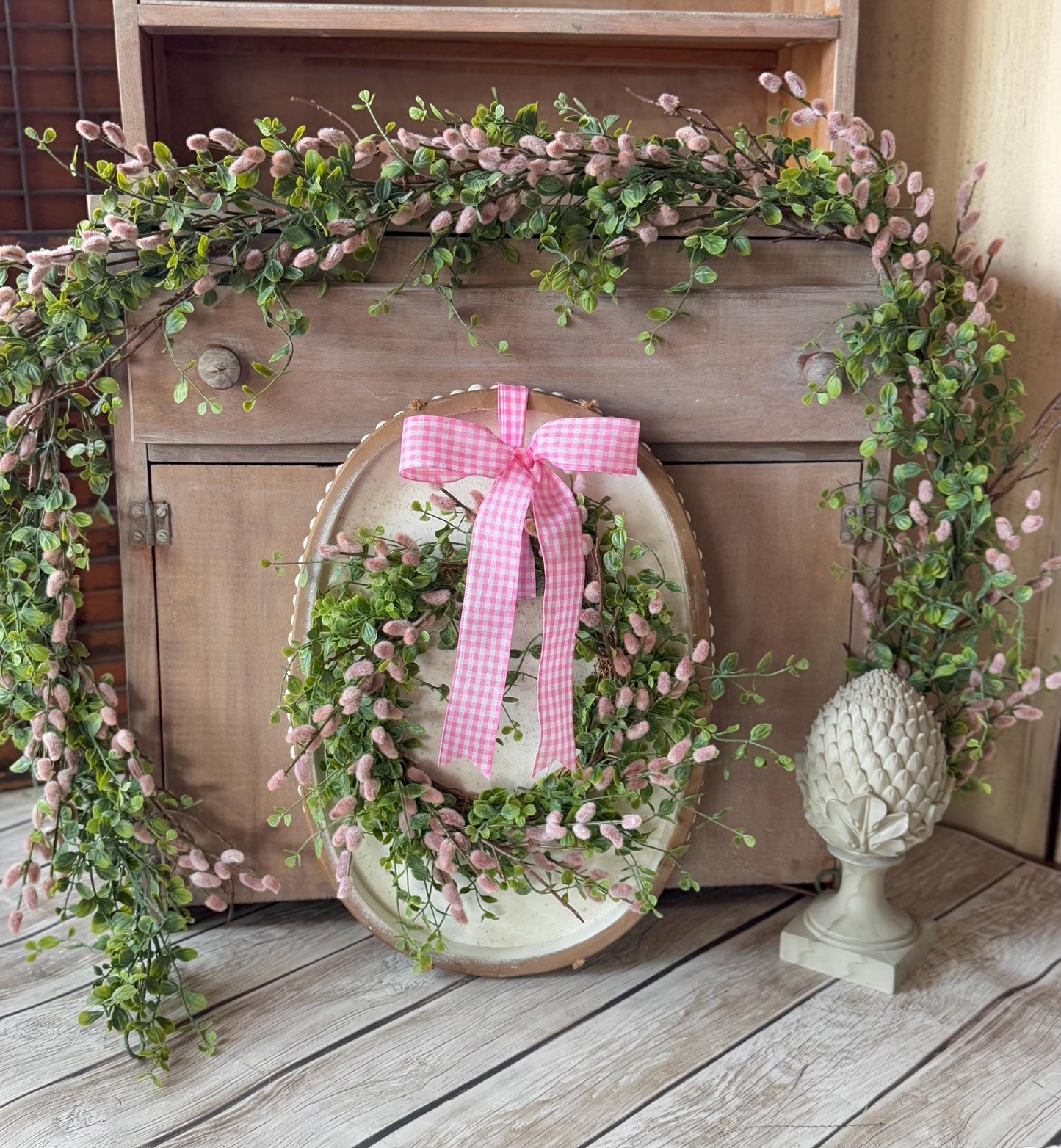 Pink Pussy Willow Garland, Pink Valentines Garland for Mantle, Valentines Day Garland, Mothers Day Decor, Easter Garland