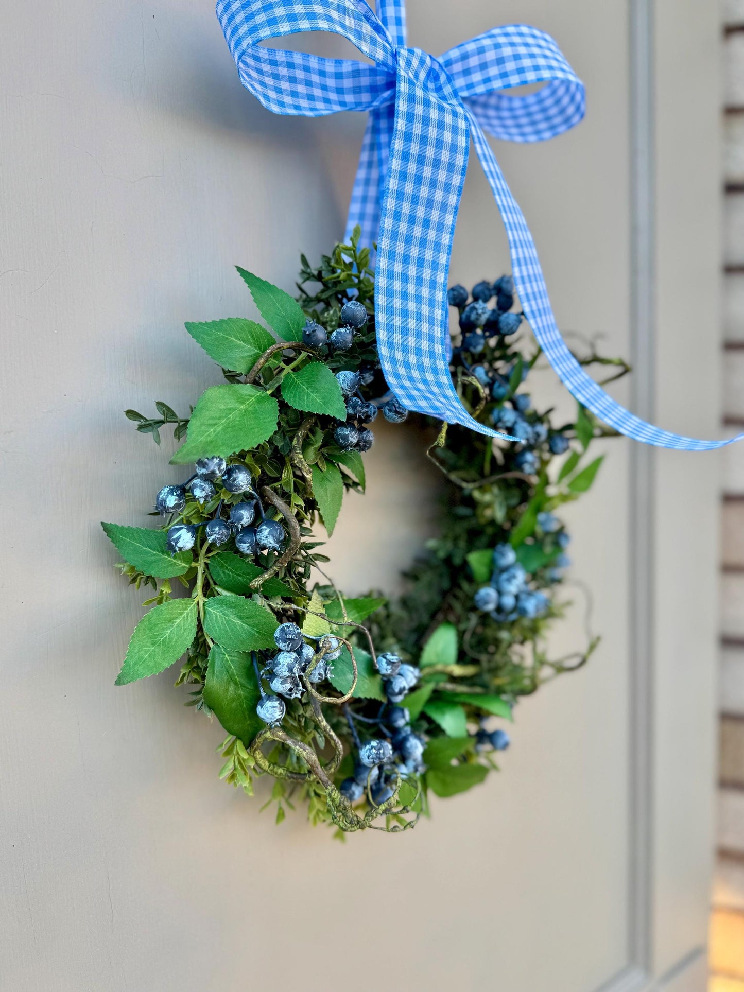 Blueberry and Boxwood Wreath, Farmhouse Berry Boxwood Wreath, Spring Summer Decor, Kitchen Cabinets, Camper Decor, Blue Kitchen, Blue Wreath