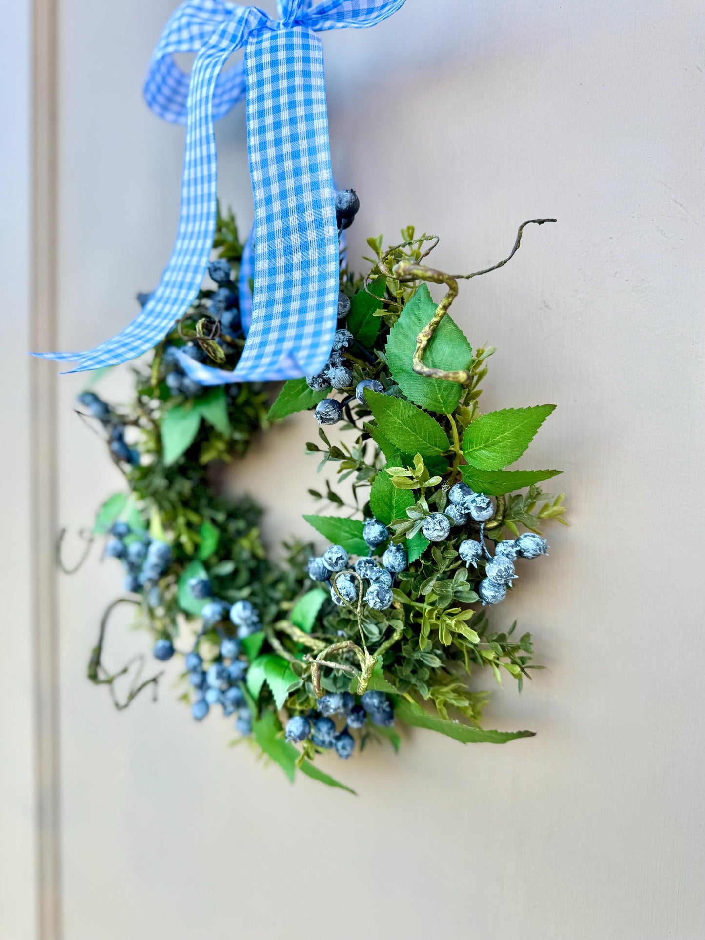 Blueberry and Boxwood Wreath, Farmhouse Berry Boxwood Wreath, Spring Summer Decor, Kitchen Cabinets, Camper Decor, Blue Kitchen, Blue Wreath