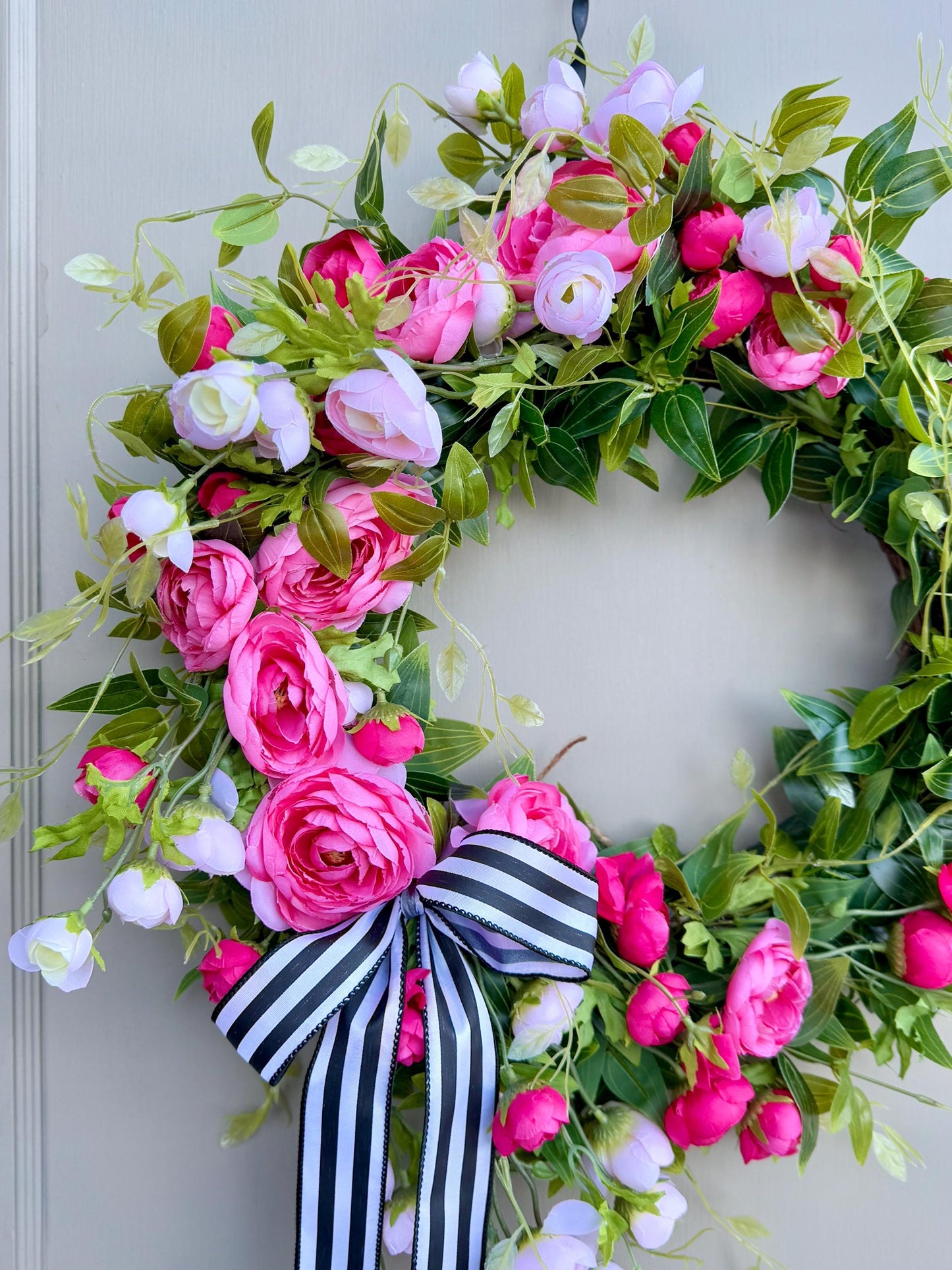Mothers Day Wreath, Pink Rose Wreath, Pink Easter Wreath, Cabbage Rose Flowers, Easter Decor, Pink Summer Wreath, Pink Spring Door Wreath