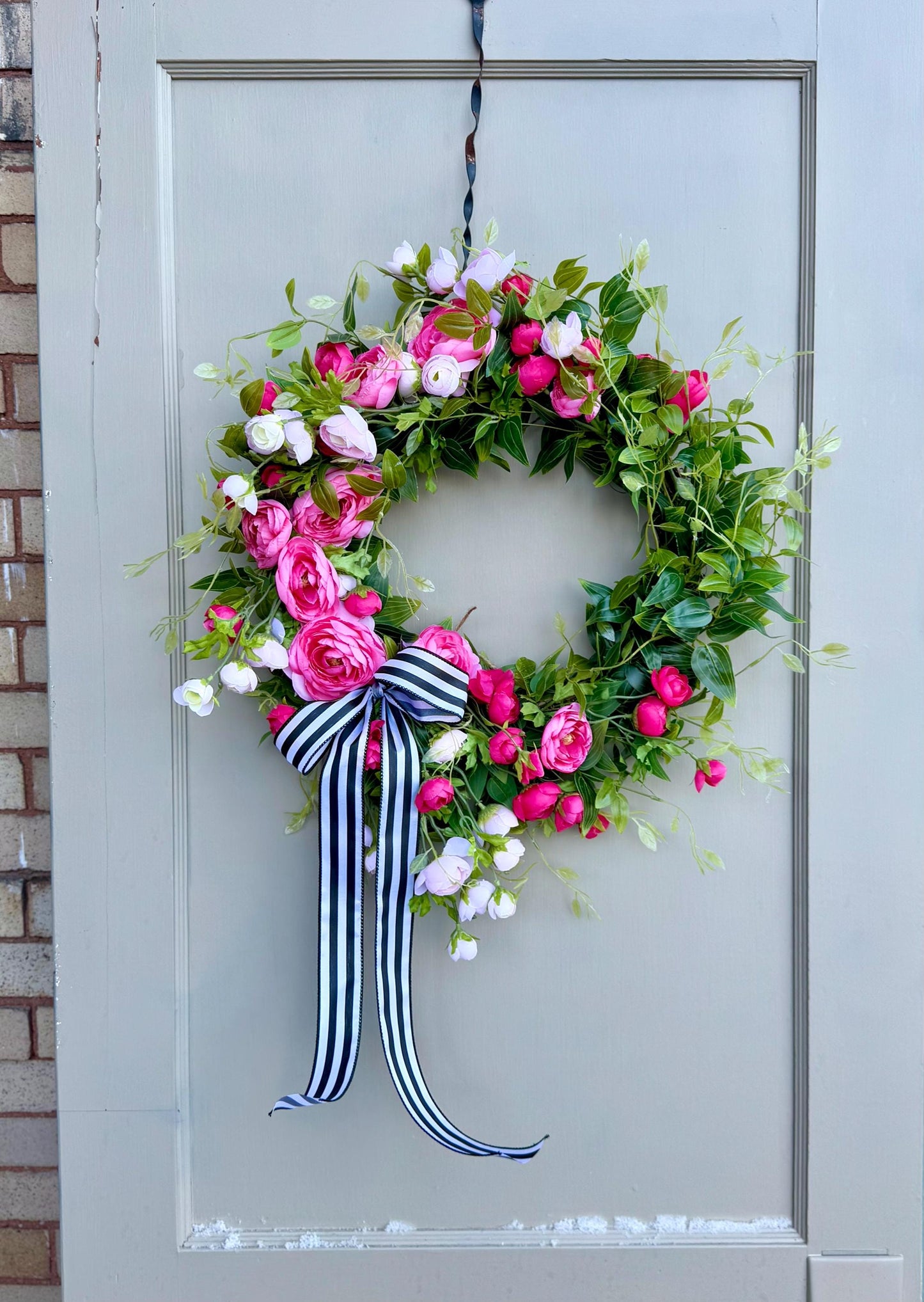 Mothers Day Wreath, Pink Rose Wreath, Pink Easter Wreath, Cabbage Rose Flowers, Easter Decor, Pink Summer Wreath, Pink Spring Door Wreath