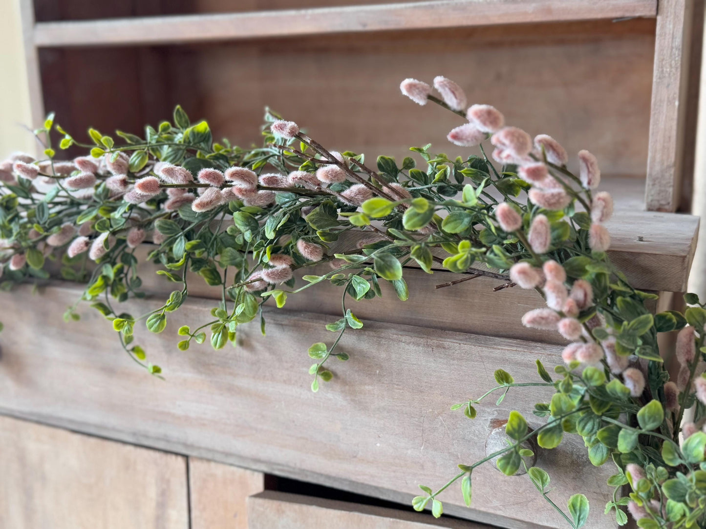Pink Pussy Willow Garland, Pink Valentines Garland for Mantle, Valentines Day Garland, Mothers Day Decor, Easter Garland