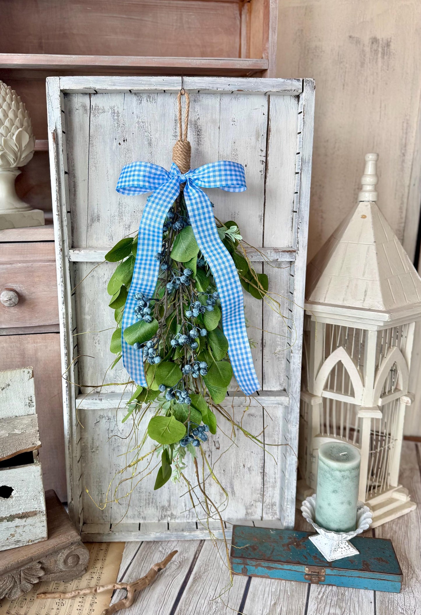 Blueberry Swag, Mothers Day Gifts, Front Door Wreath, Summer Blueberry Wreath, Spring Wreath, Easter Decor, Wild Blueberry Wreath, Kitchen