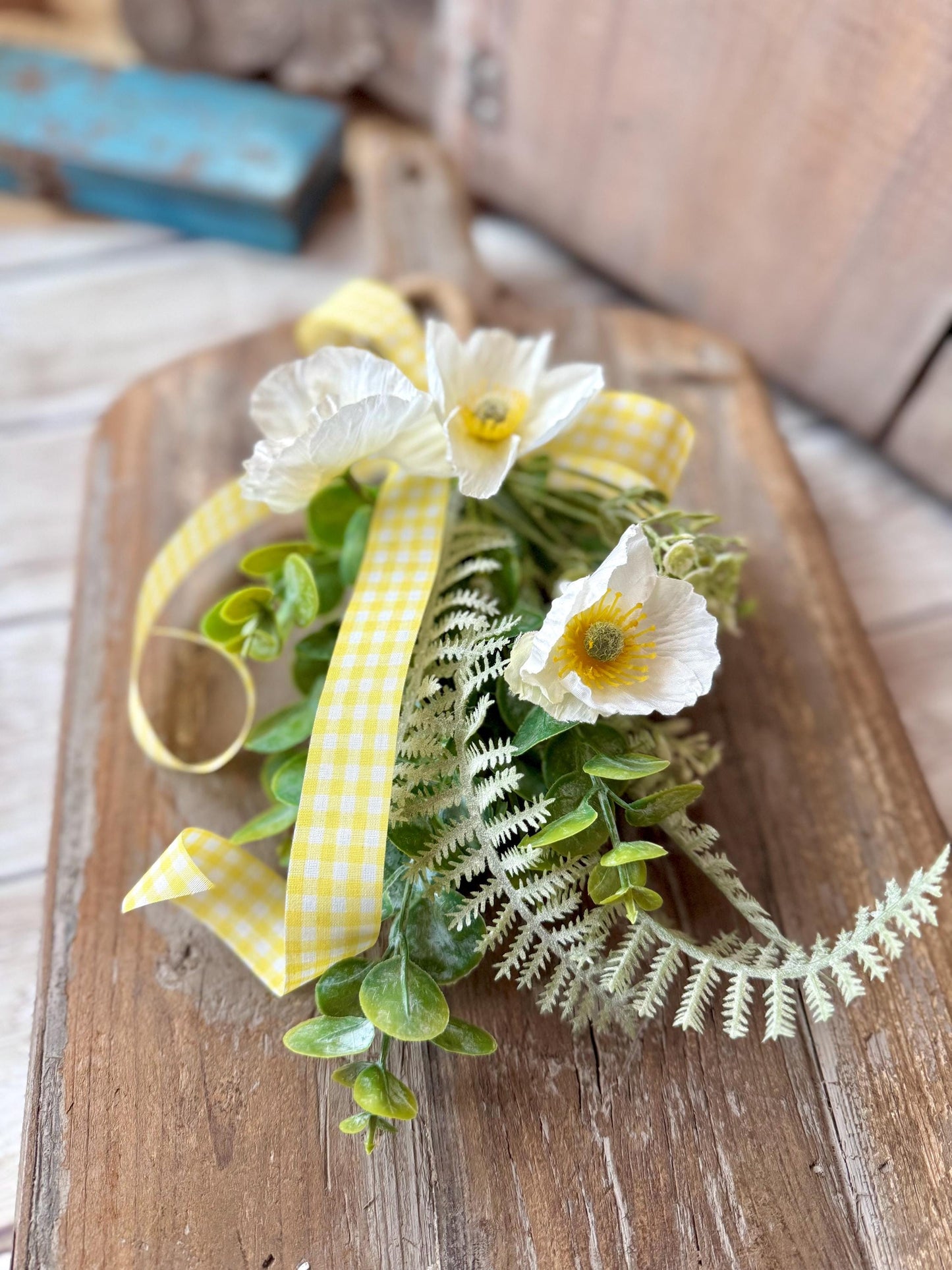 NEW 2025! White Poppy Greenery Swag Wreath, Spring Mini Swag, Yellow Poppy, Mothers Day Swag, Wildflower Decor