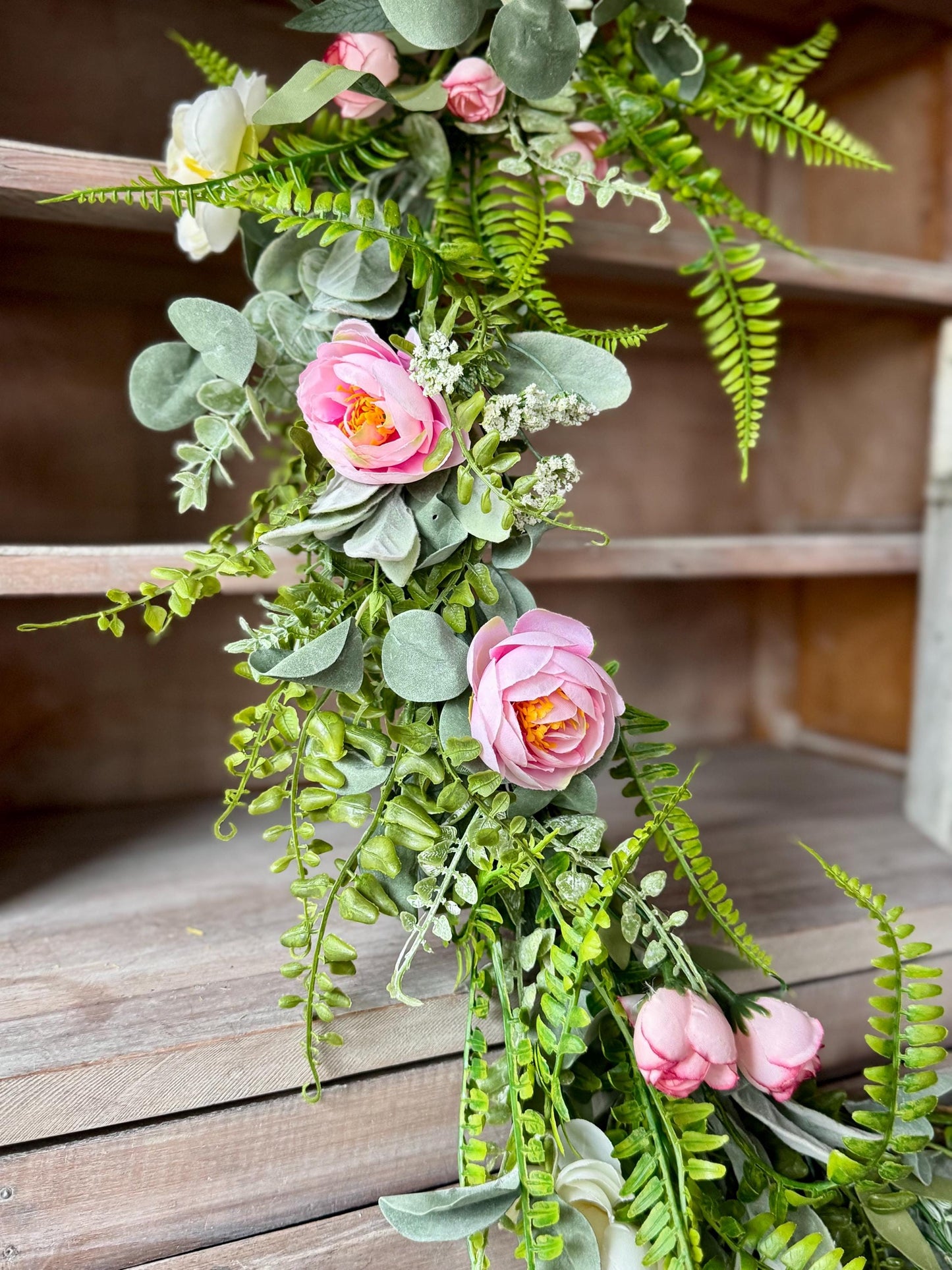 Summer Wildflower Garland, Spring Rose Garland, Summer Garland for Fireplace, Mantle Garland Decor, Wildflower Wedding Garland