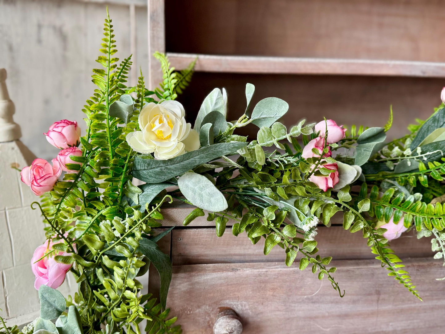Summer Wildflower Garland, Spring Rose Garland, Summer Garland for Fireplace, Mantle Garland Decor, Wildflower Wedding Garland