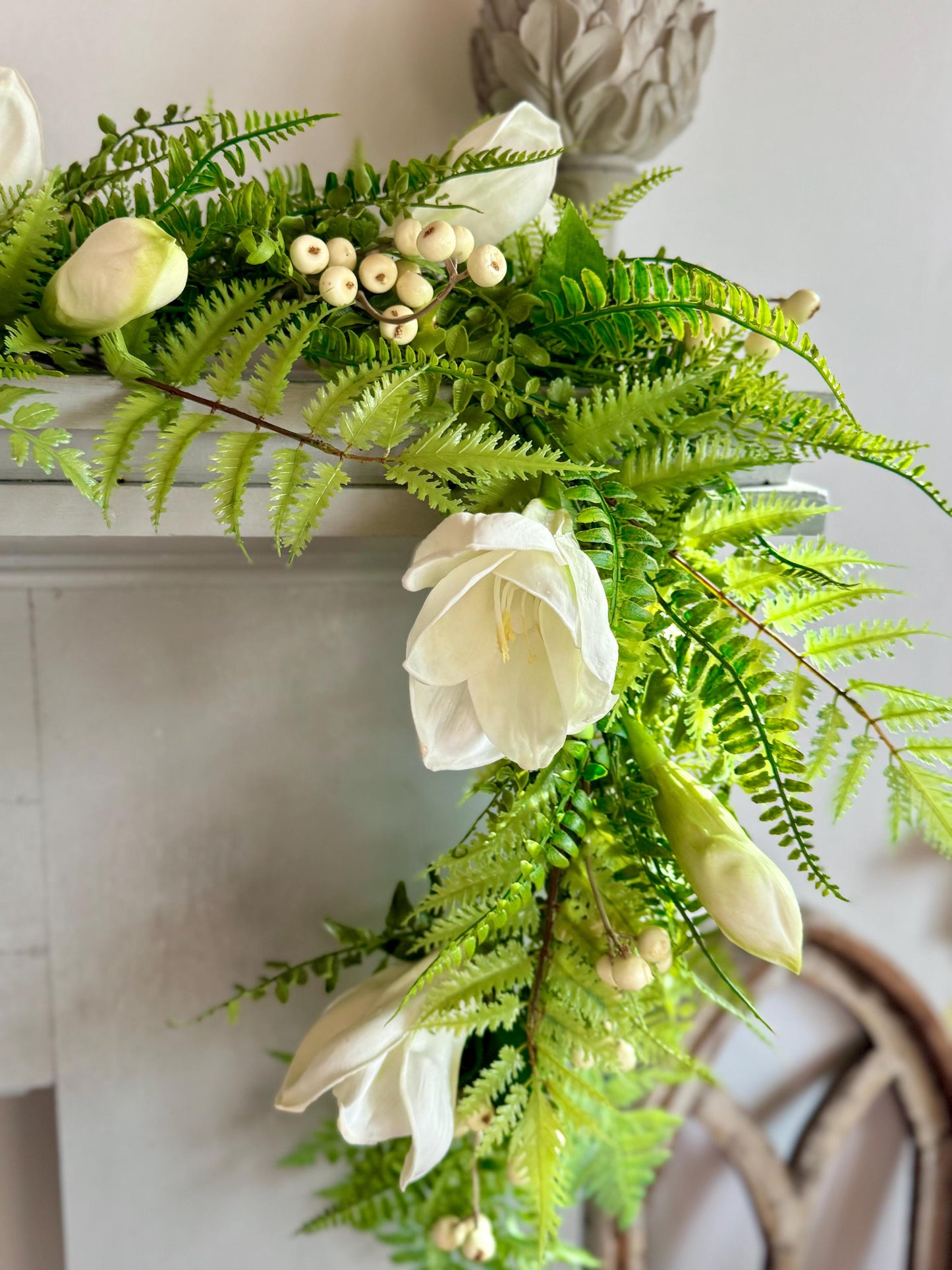 Fern Garland, White Easter Lily Garland, Summer Garland, Spring Garland, Greenery Garland, Wedding Garland