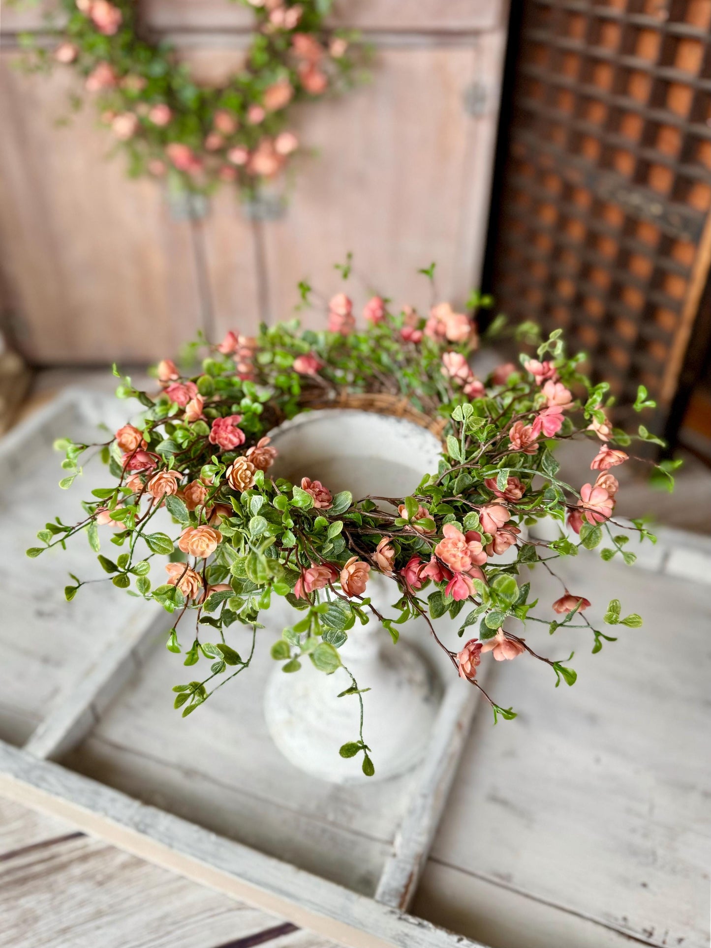 BEST SELLER Mothers Day Candle Wreath, Mothers Day GIFT, Pink Floral Candle Wreath, Summer Wreath, Spring Decor, Easter Decor