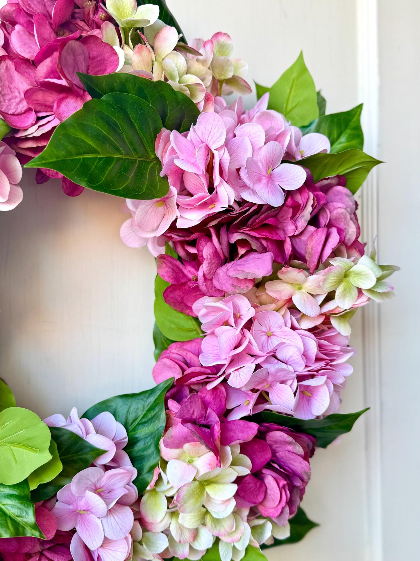 Pink Hydrangea Wreath, Mothers Day Gift, Pink Spring Door Wreath, Pink Summer Wreath, Easter Wreath, Front Door Wreath, Hot Pink Decor