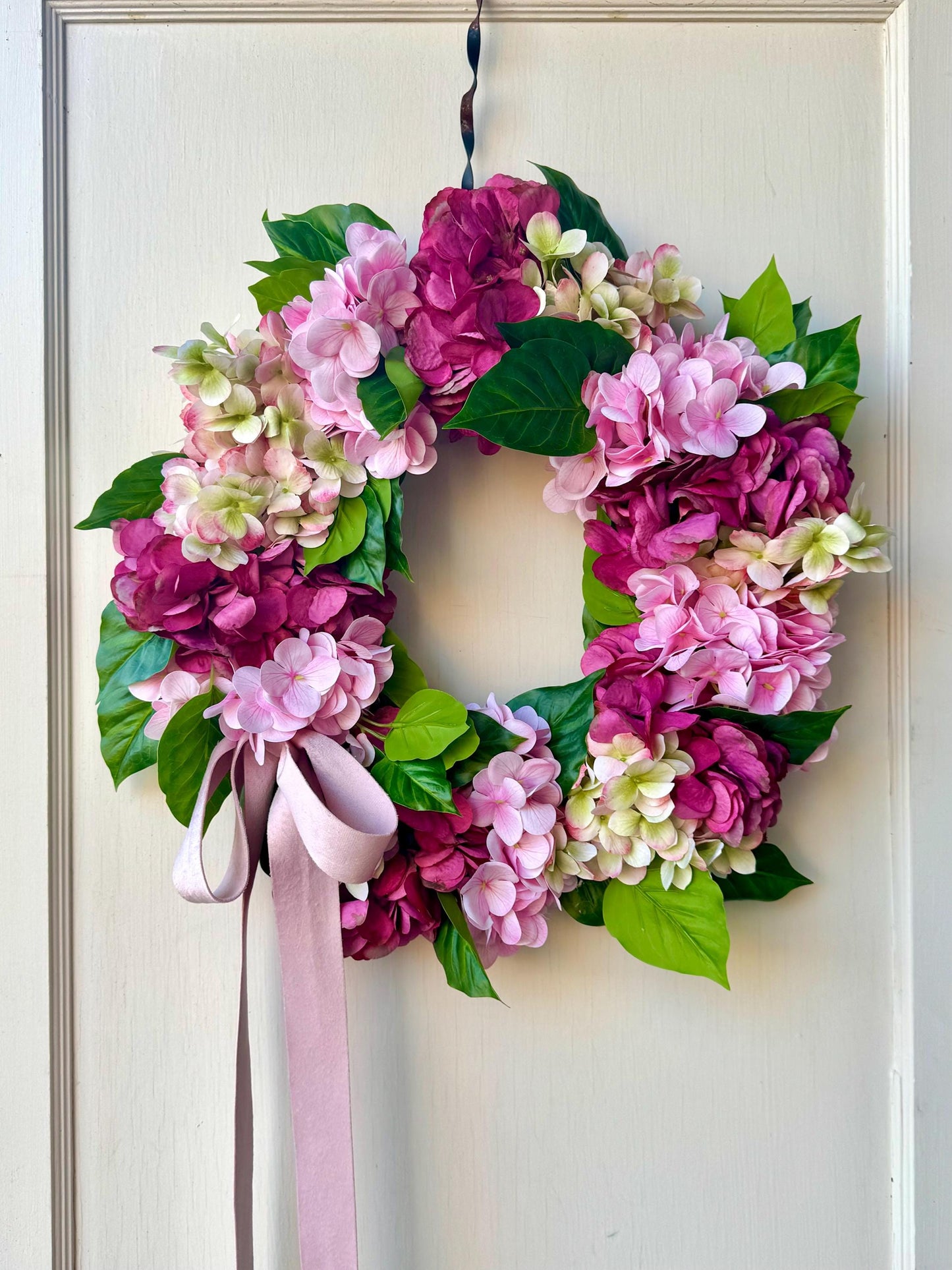 Pink Hydrangea Wreath, Mothers Day Gift, Pink Spring Door Wreath, Pink Summer Wreath, Easter Wreath, Front Door Wreath, Hot Pink Decor