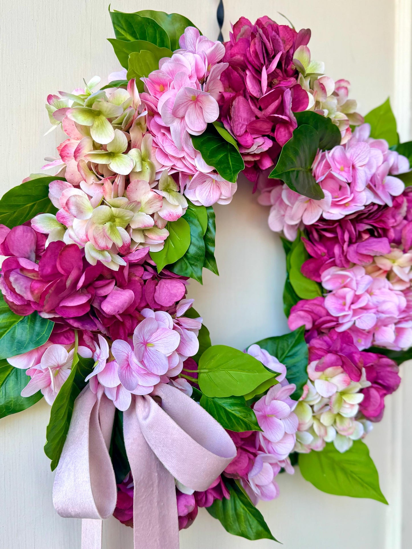 Pink Hydrangea Wreath, Mothers Day Gift, Pink Spring Door Wreath, Pink Summer Wreath, Easter Wreath, Front Door Wreath, Hot Pink Decor