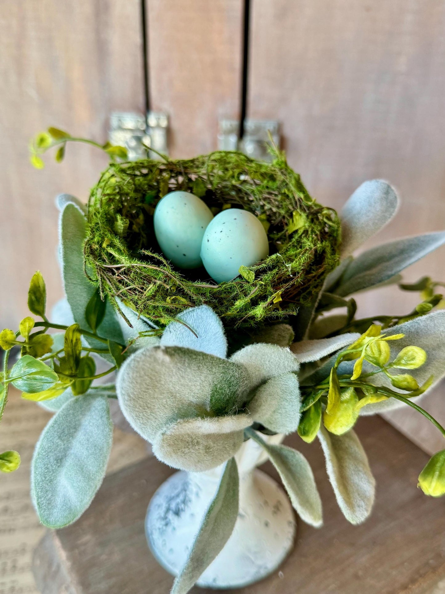Bird Nest Arrangement, French Country Spring Arrangement, Easter table Decor