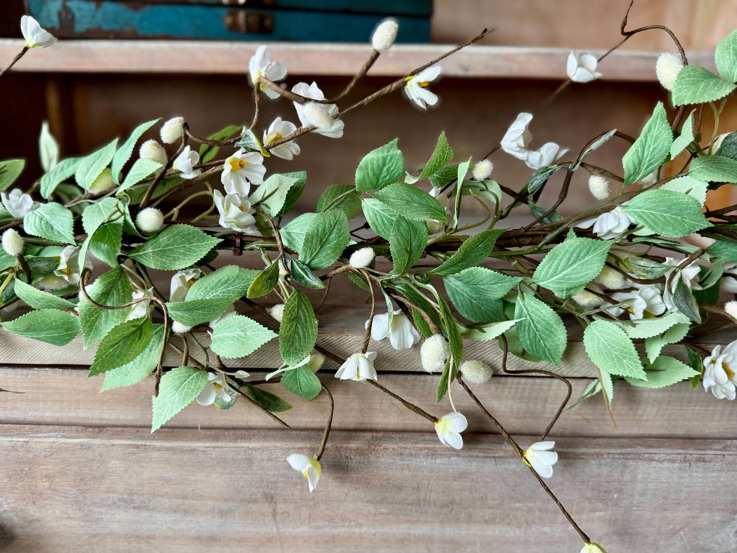 Wildflower Garland, Pussy Willow Garland, Garland for Mantle, White Wedding Garland, White Floral Garland, Country Rustic