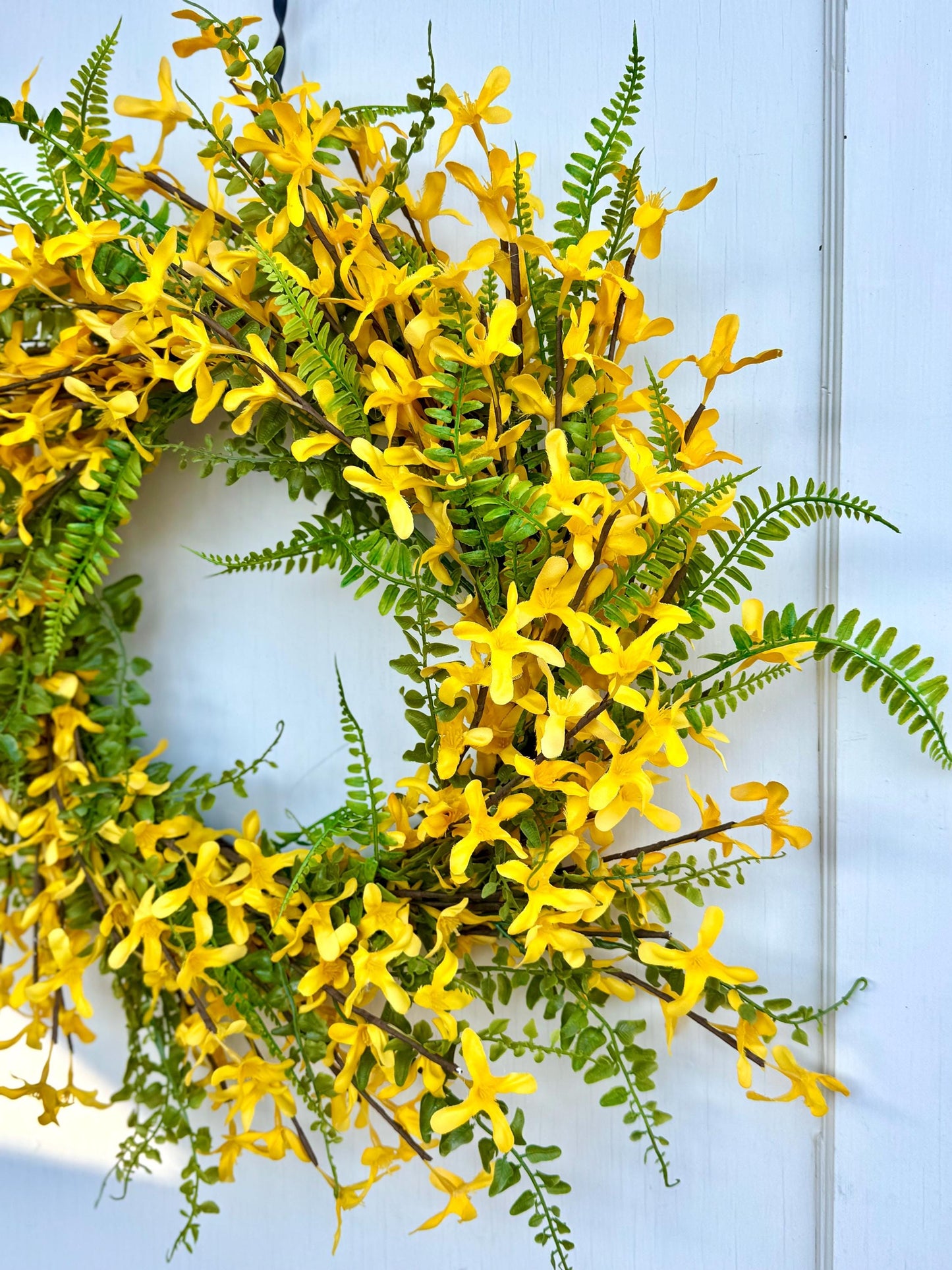 Yellow Forsythia Door Wreath, Spring Wreath, Gold Chain Spring Wreath, Yellow Summer Wreath