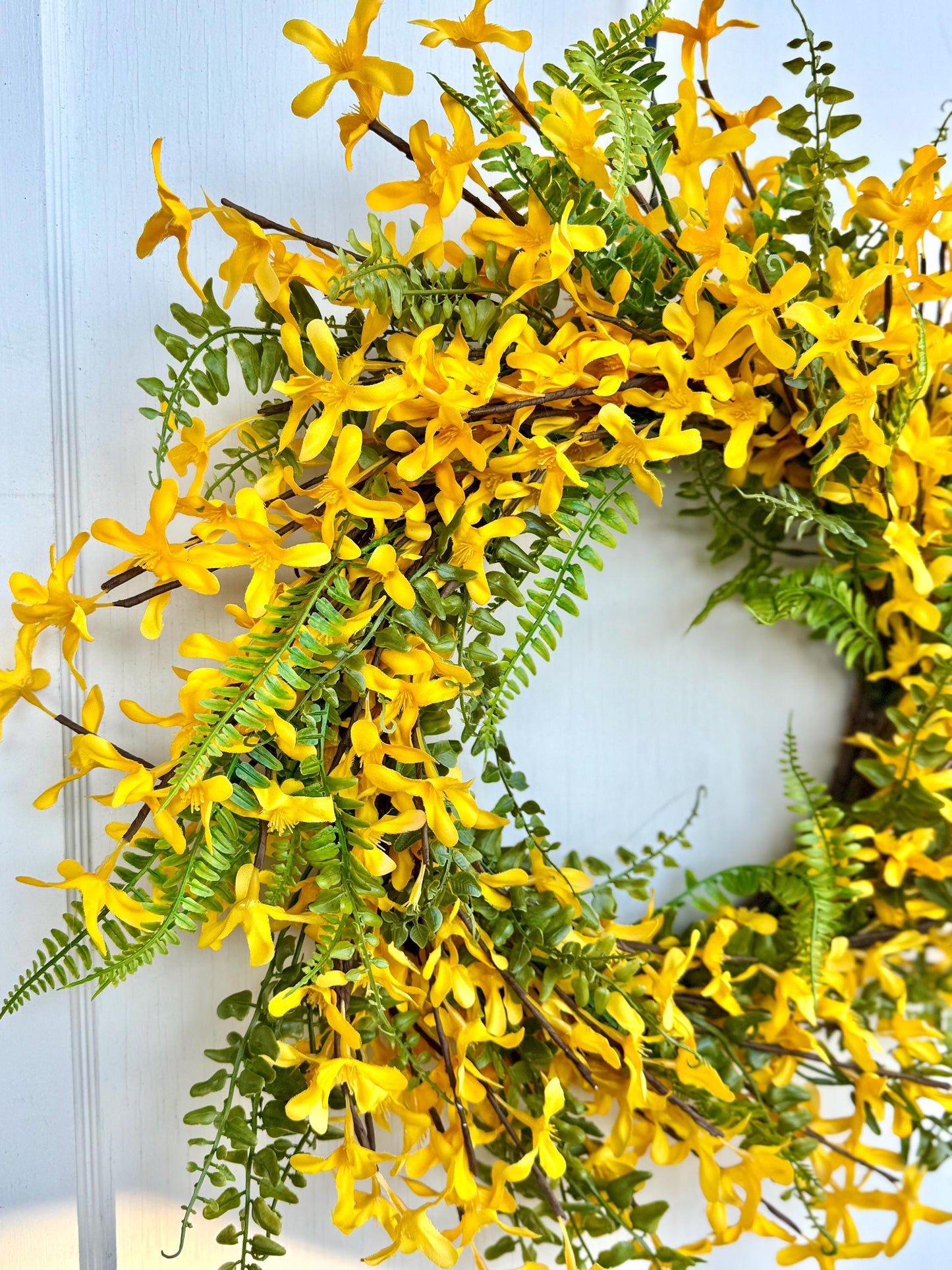 Yellow Forsythia Door Wreath, Spring Wreath, Gold Chain Spring Wreath, Yellow Summer Wreath