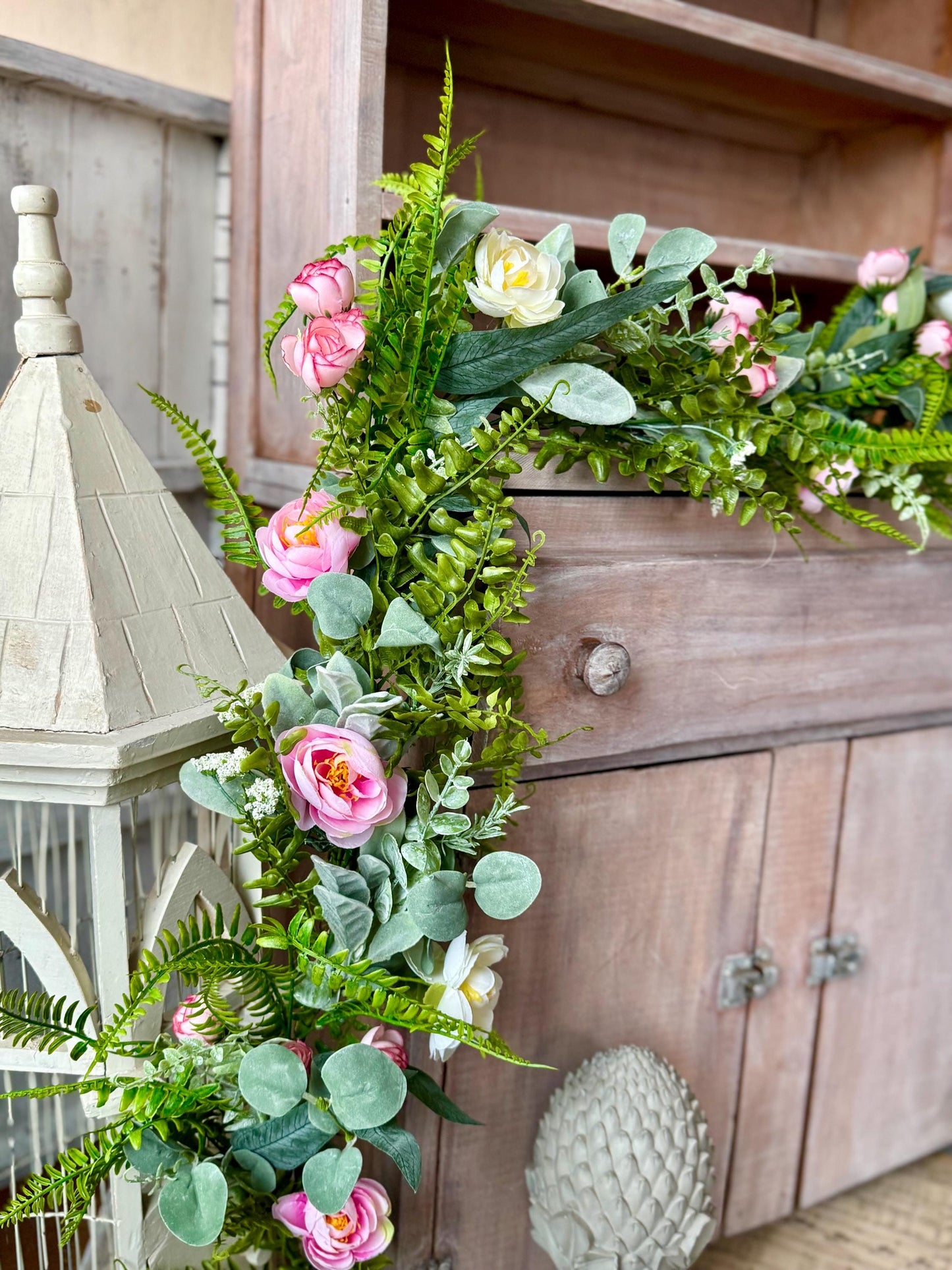 Summer Wildflower Garland, Spring Rose Garland, Summer Garland for Fireplace, Mantle Garland Decor, Wildflower Wedding Garland
