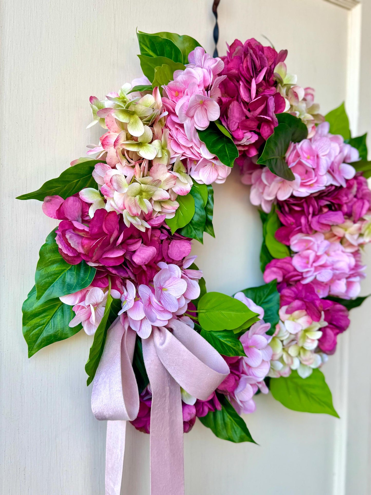 Pink Hydrangea Wreath, Mothers Day Gift, Pink Spring Door Wreath, Pink Summer Wreath, Easter Wreath, Front Door Wreath, Hot Pink Decor