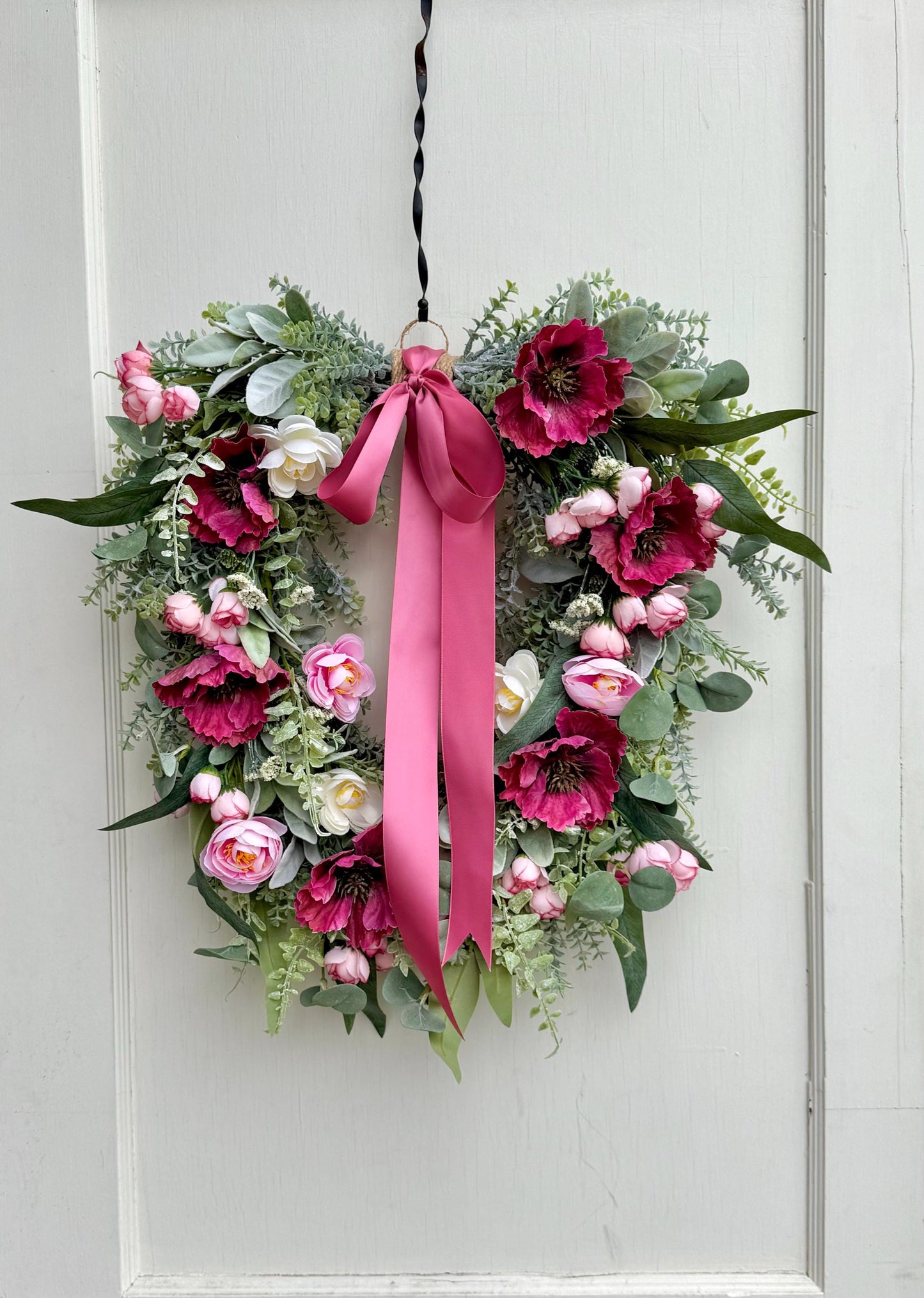 Pink Mothers Day Wreath for Front Door, Summer Wreaths, Pink Rose Porch Decor, Pink Tea Rose Flower Wreath, Spring Front Door Wreath