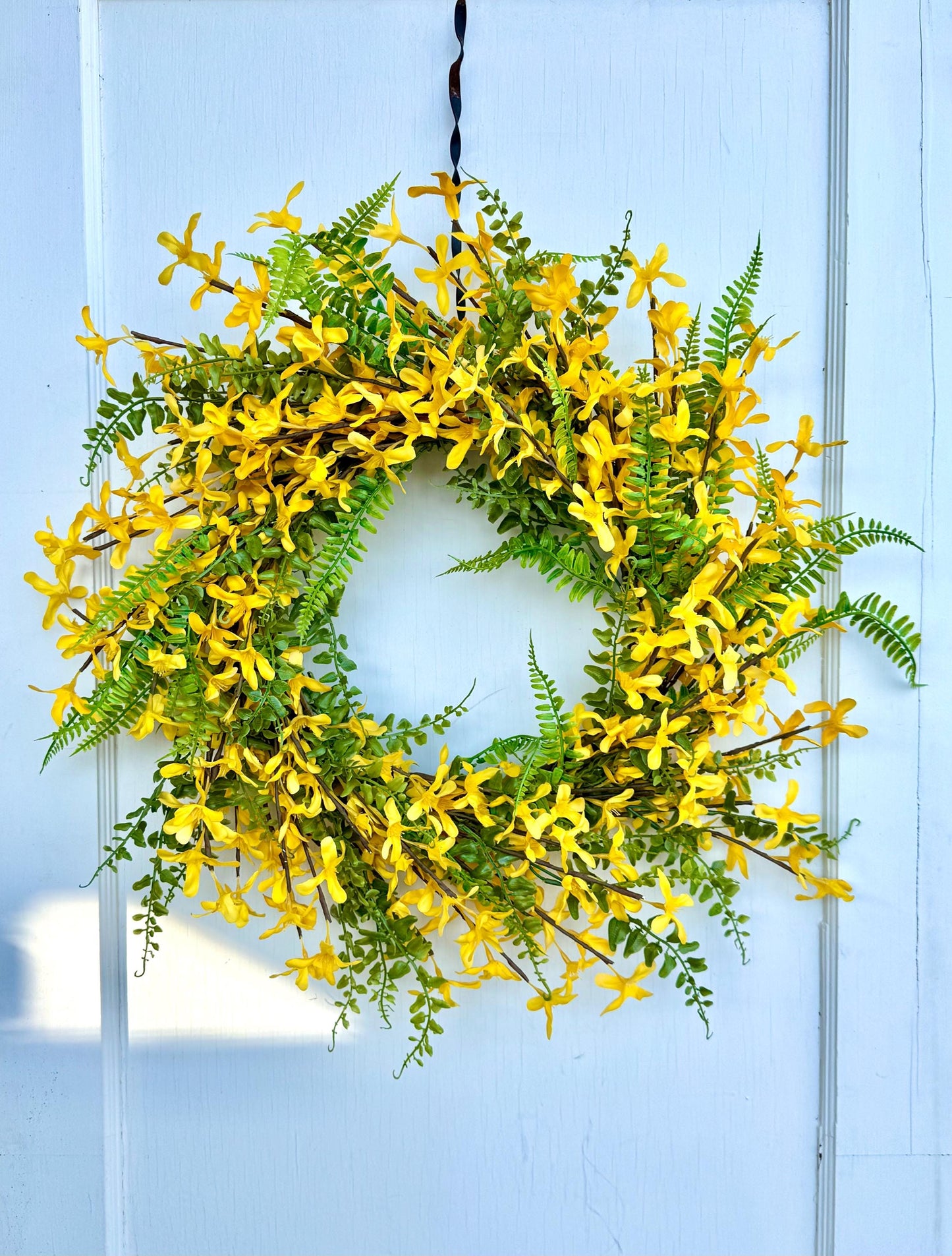 Yellow Forsythia Door Wreath, Spring Wreath, Gold Chain Spring Wreath, Yellow Summer Wreath
