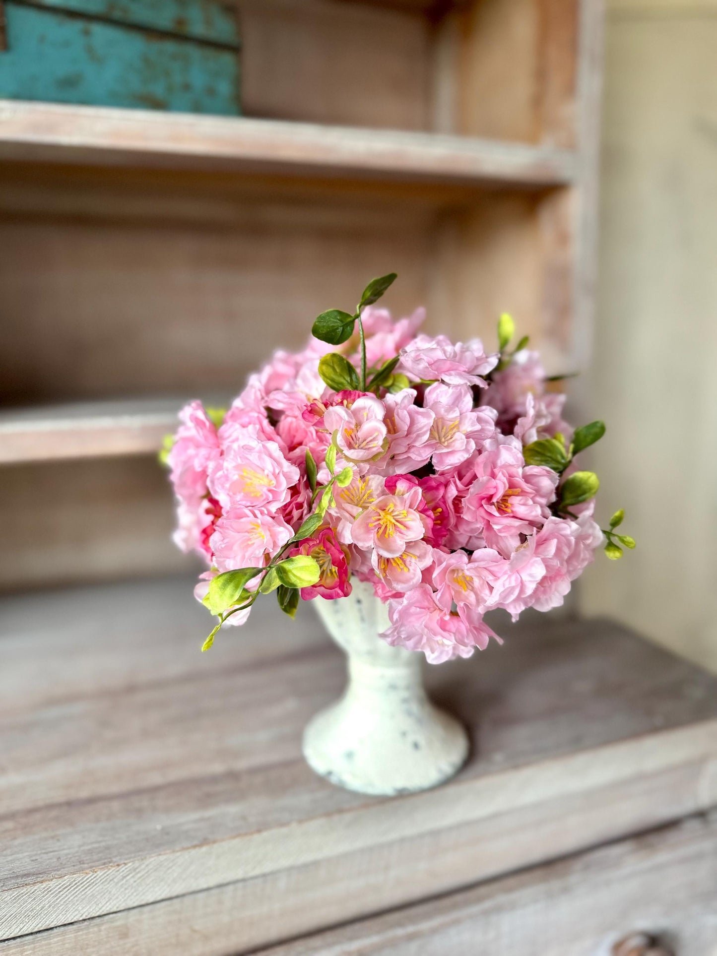 Pink Cherry Blossom Arrangement, Mothers Day Gift, French Country Spring Arrangement, Nursing Home Decor, Cherry Blossom Decor