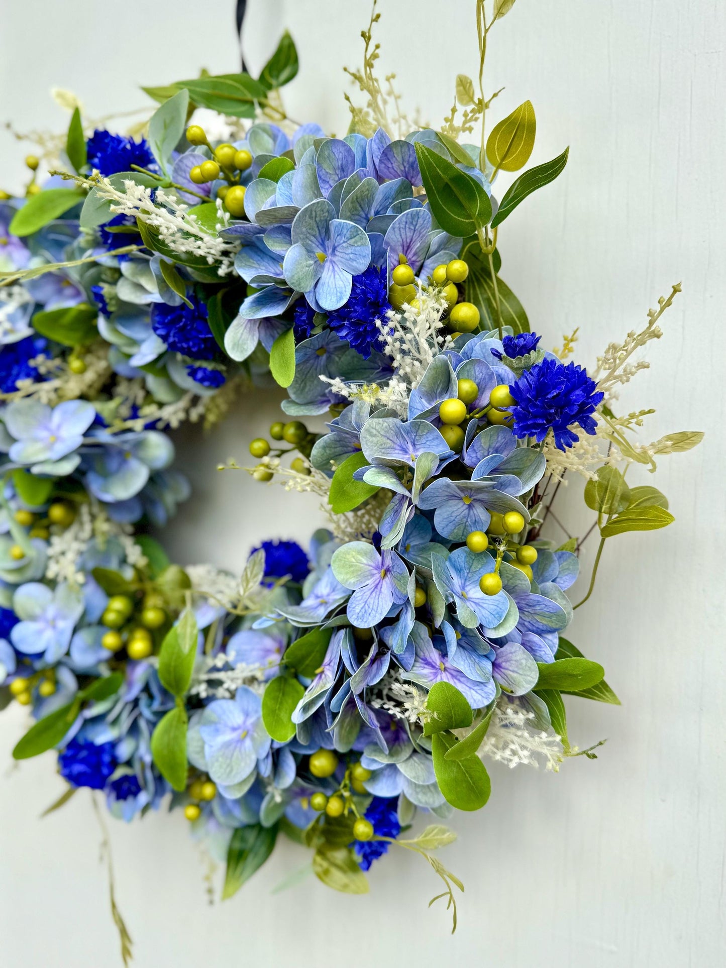 Summer Wreath for a Front Door, Blueberry Wreath, Porch Wreath, Farmhouse Decorations, Wildflower Wedding Decor