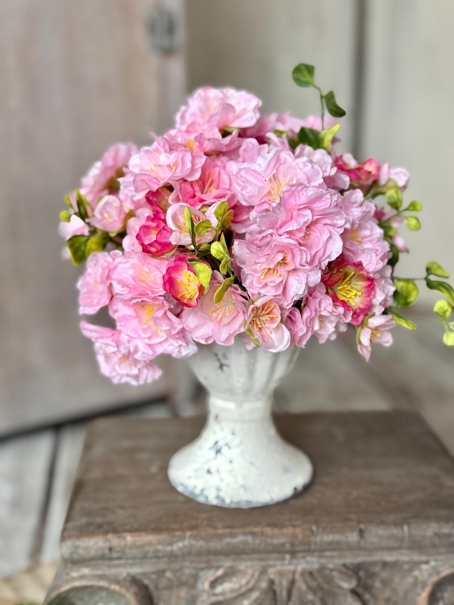 Pink Cherry Blossom Arrangement, Mothers Day Gift, French Country Spring Arrangement, Nursing Home Decor, Cherry Blossom Decor