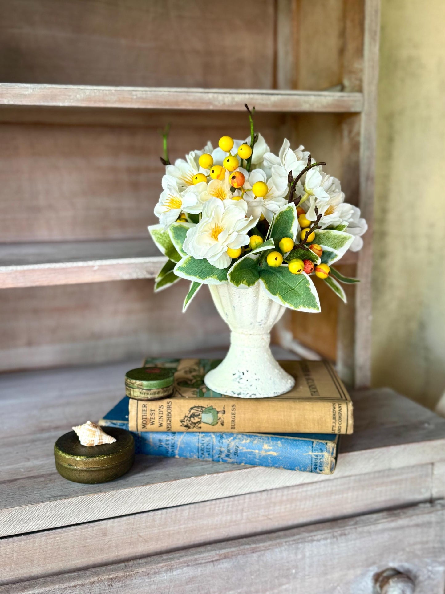 White Cherry Blossom Arrangement, French Country, Spring Arrangement, Nursing Home Decor, Cherry Blossom Decor