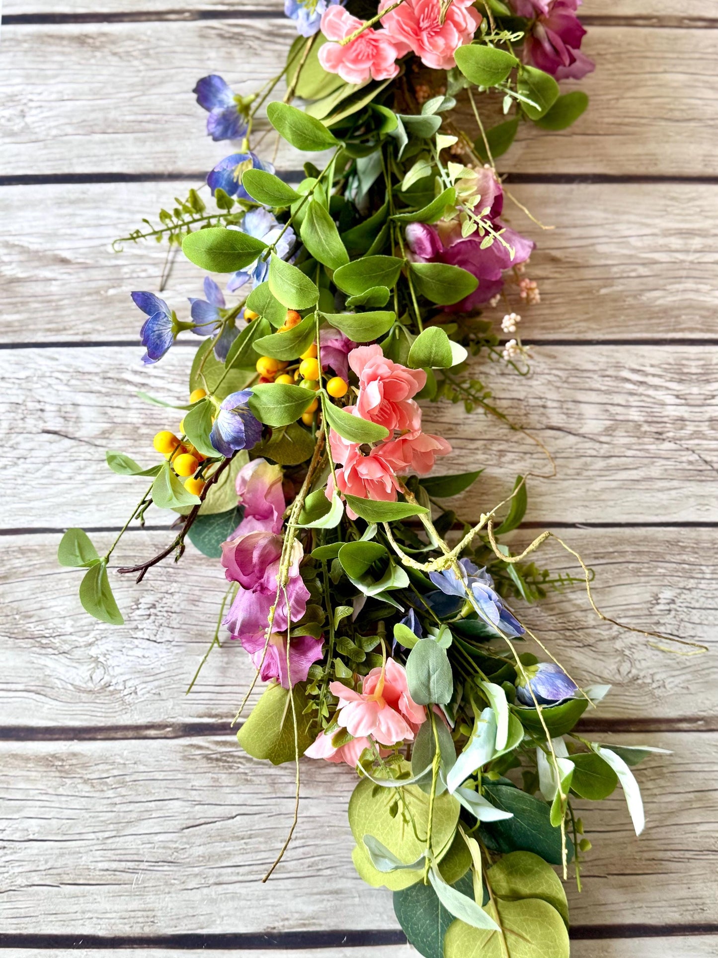 Wildflower Garland, Spring Flower Garland, Summer Wedding Garland, Kitchen Cabinet Garland, Porch Decor, Garden Garland