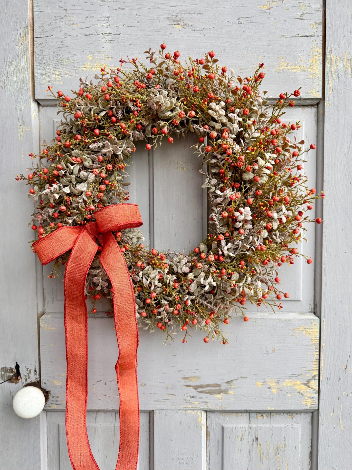 Pumpkin Berry Front Door Wreath, Fall Pumpkin Wreath, Thanksgiving Door Wreath, Orange Berry Wreath, Harvest Wreath