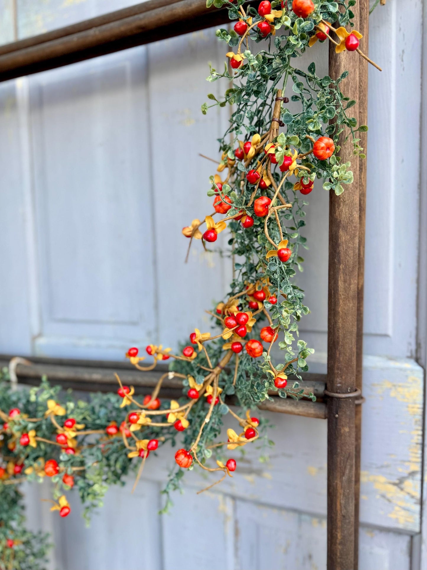 Fall Pumpkin Berry Garland for Mantle, Bittersweet Garland, Farmhouse Harvest Decor, Fireplace Decor, Fall Bittersweet Garland
