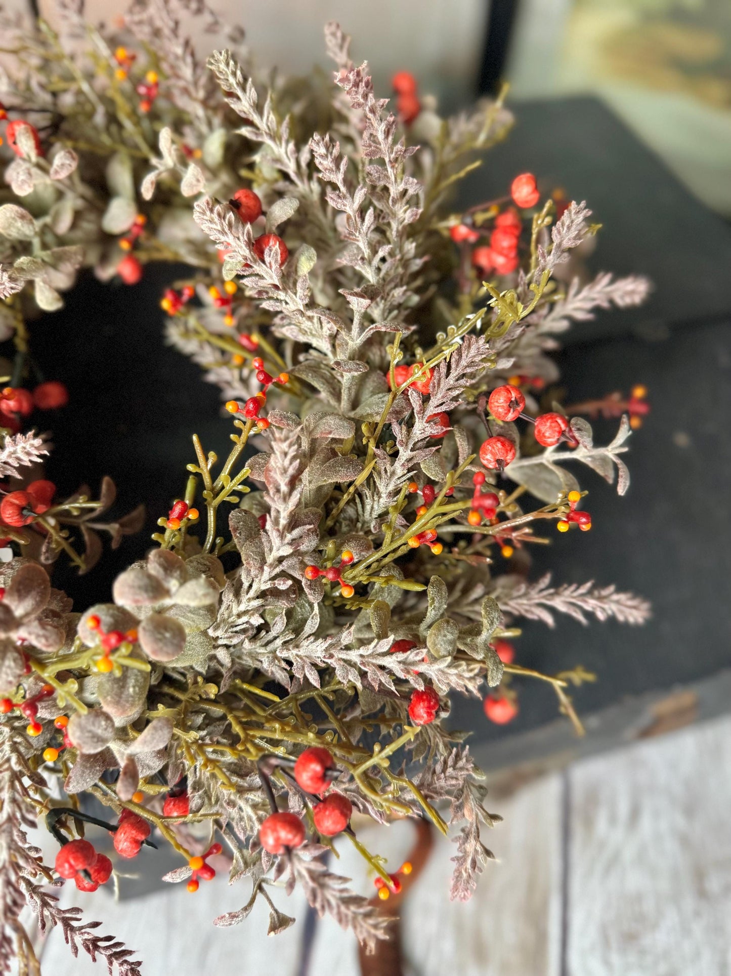 Pumpkin Berry Candle Wreath, Fall Pumpkin Wreath, Thanksgiving Candle Wreath, Orange Berry Wreath