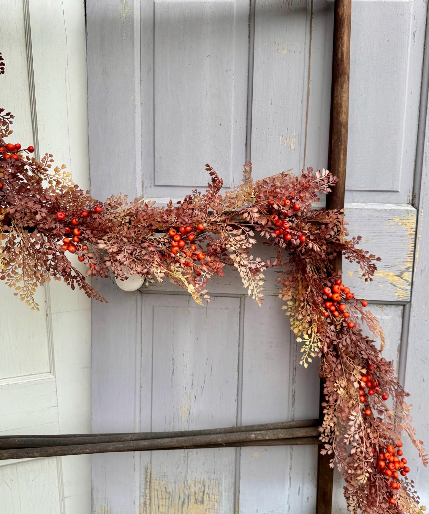 NEW 2025! Boho Fall Garland, Fall Tan Garland for Mantle, Boho Harvest Decor, Fireplace Decor, Fall Leaves and Berries Garland