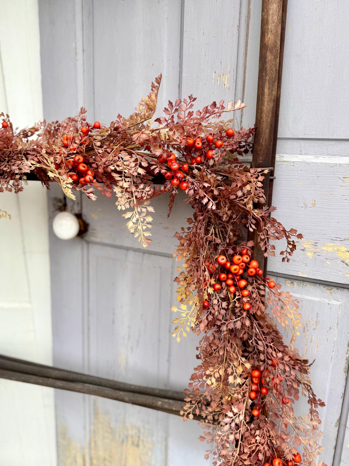 NEW 2025! Boho Fall Garland, Fall Tan Garland for Mantle, Boho Harvest Decor, Fireplace Decor, Fall Leaves and Berries Garland